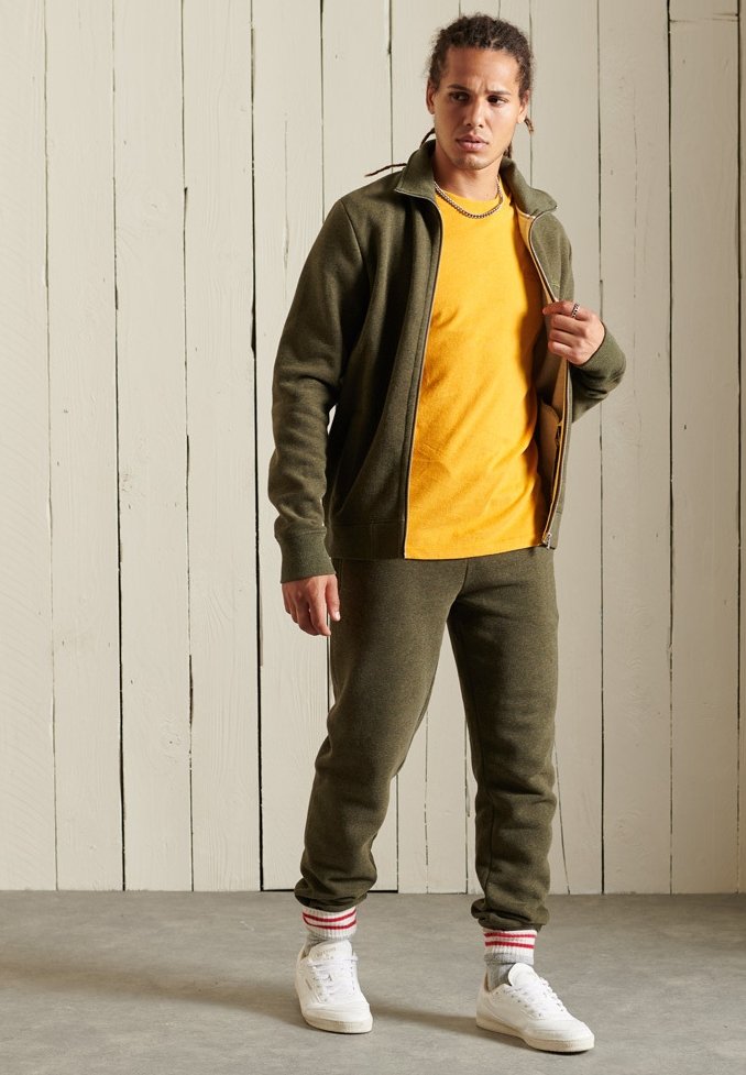 Superdry VINTAGE LOGO EMB - Basic T-shirt - turmeric marl/neon yellow