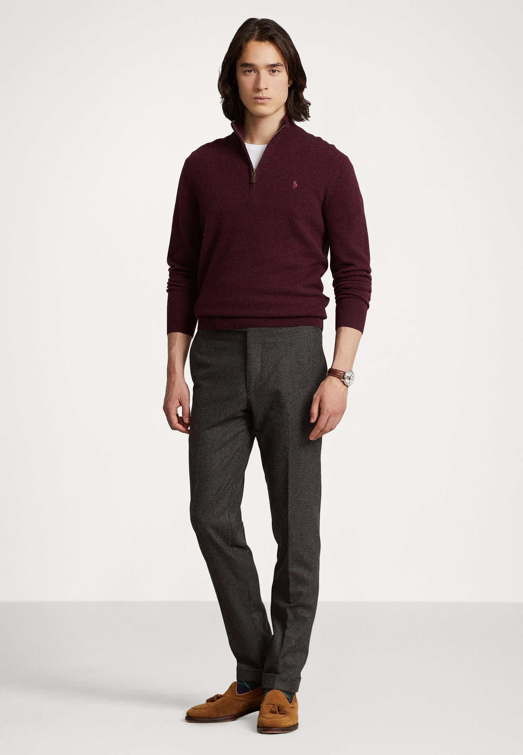 Polo Ralph Lauren LONG SLEEVE - Jumper - wine heather/mottled bordeaux