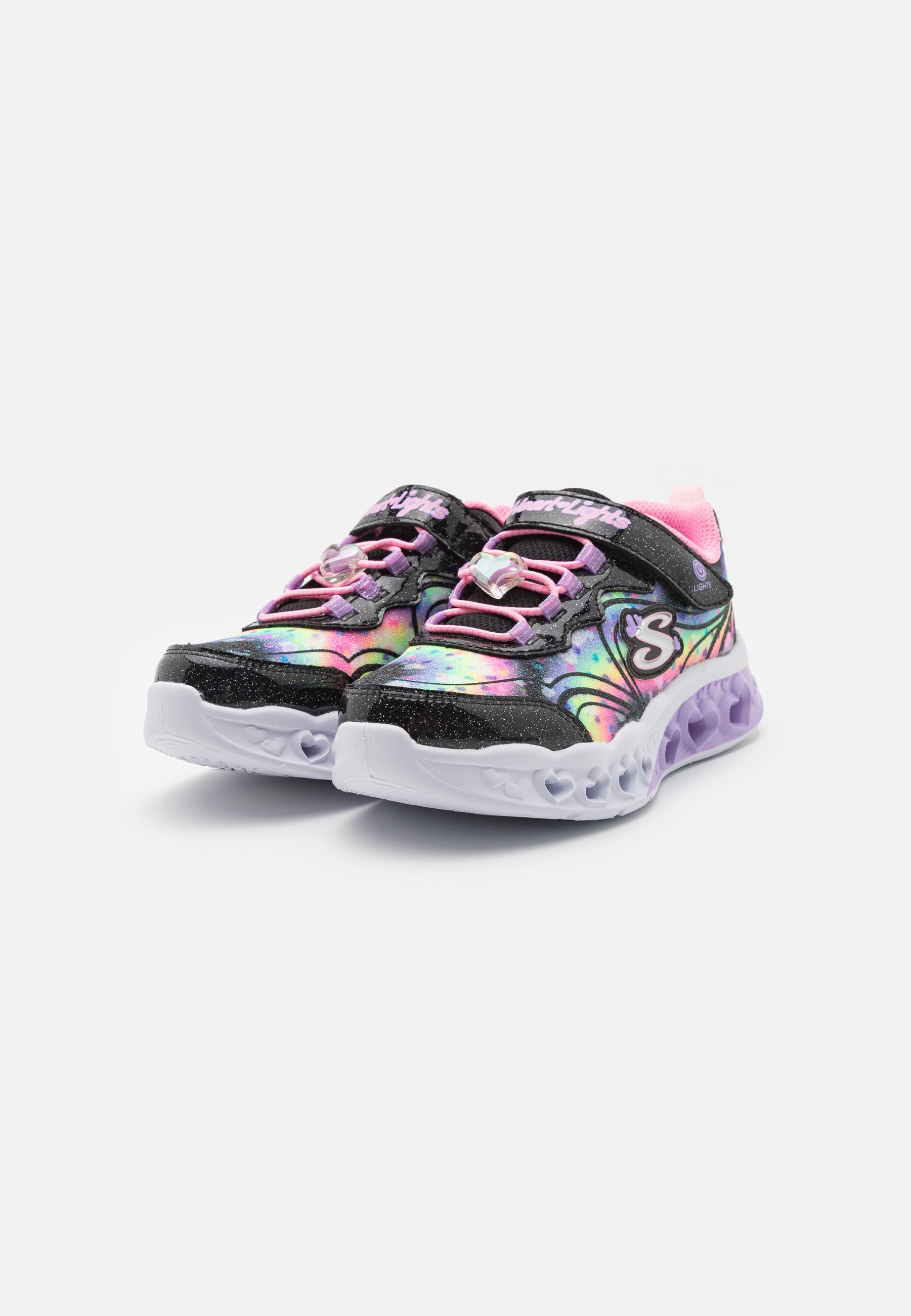 Skechers LIGHTED BUNGEE STRAP GLITTER - Trainers - black/pink/black