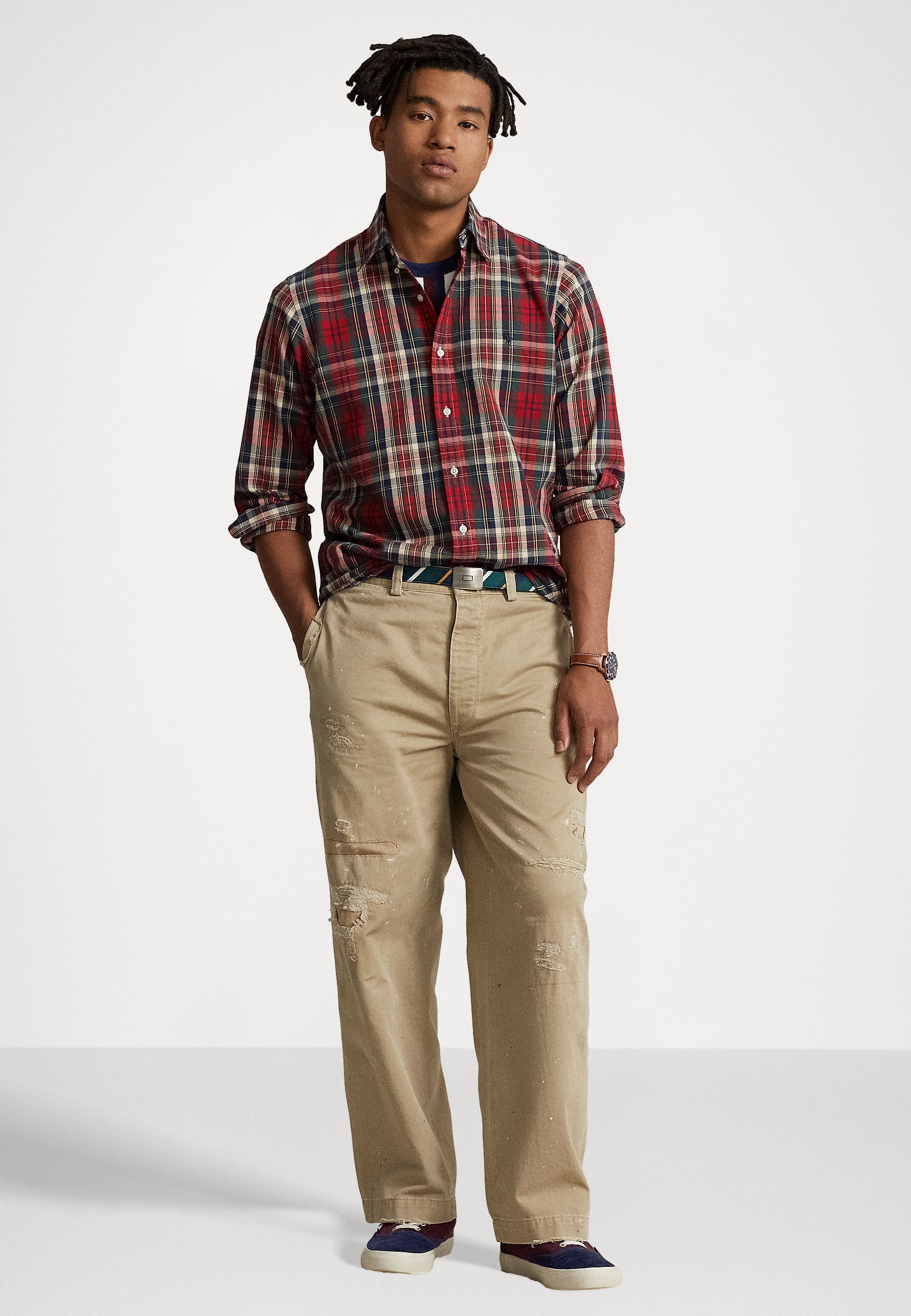 Polo Ralph Lauren LONG SLEEVE - Shirt - red/green multi/red