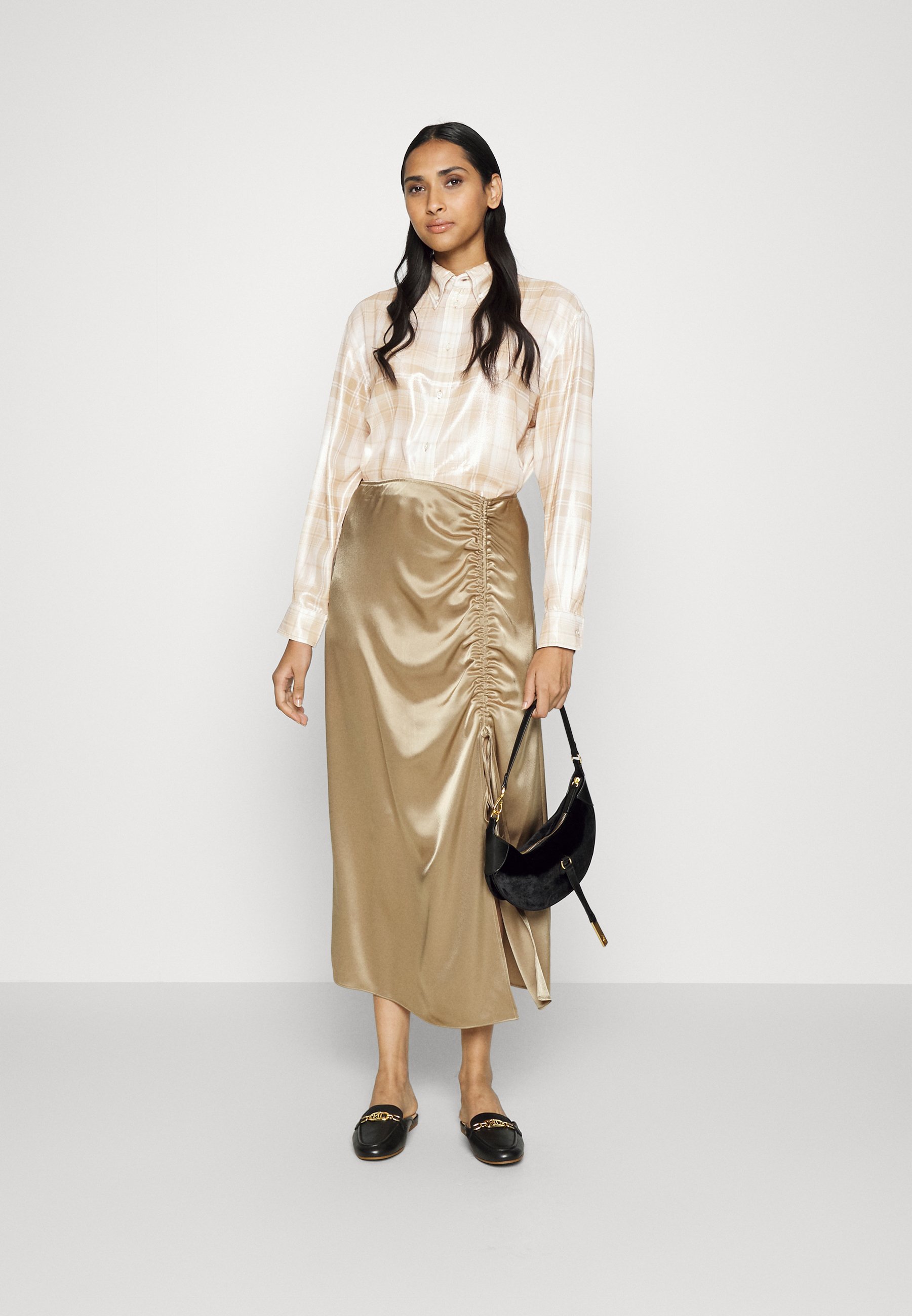 Polo Ralph Lauren LIGH LONG SLEEVE BLOUSE - Button-down blouse - cream ombre/off-white