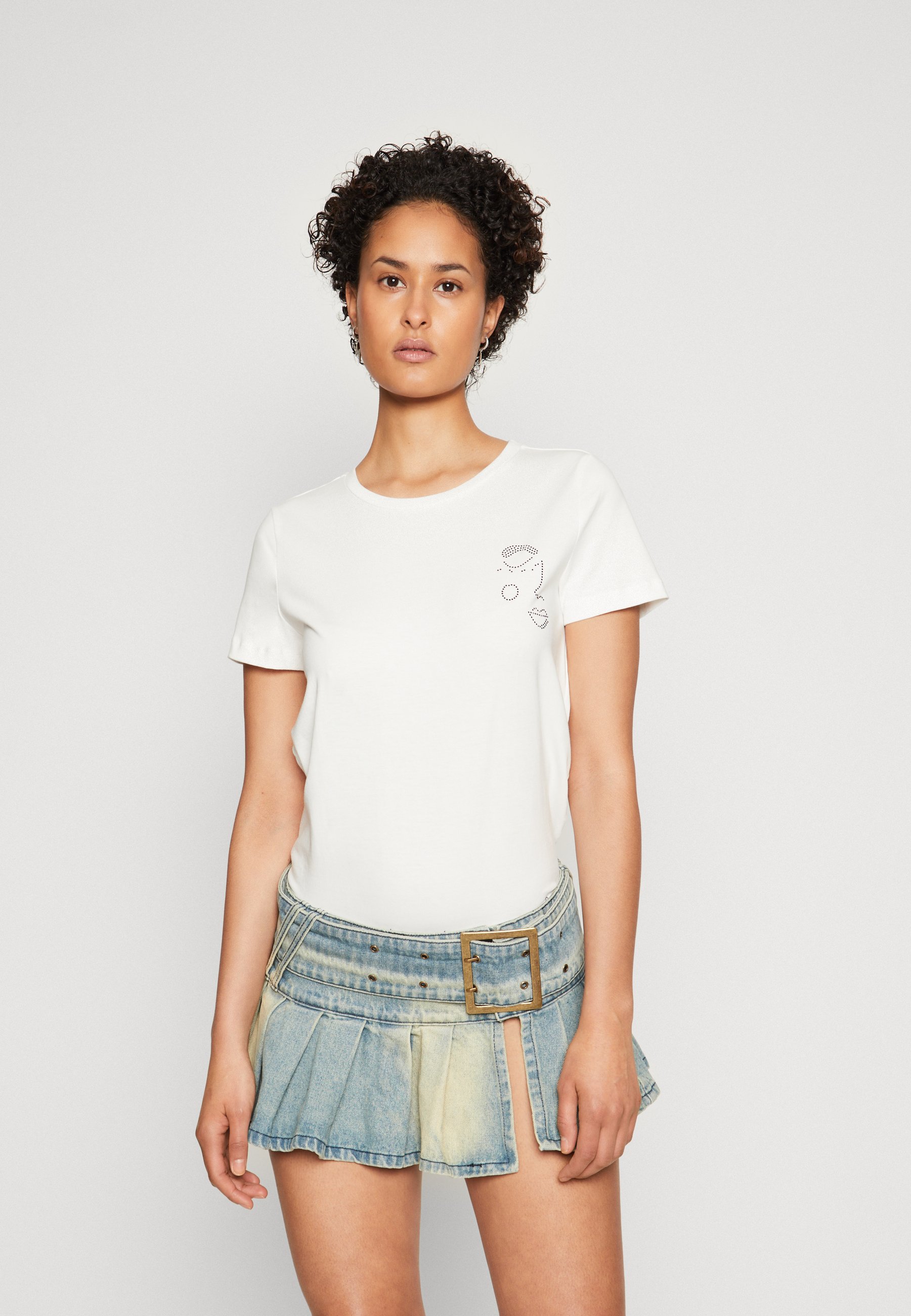 Vero Moda VMFRANCIS FACE BOX - Print T-shirt - snow white/white