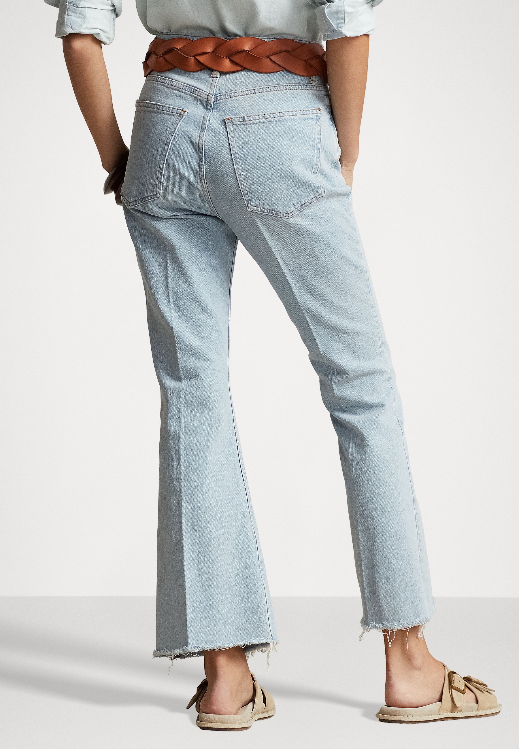 Polo Ralph Lauren CROP STANDARD ANKLE - Flared Jeans - neevan wash/white