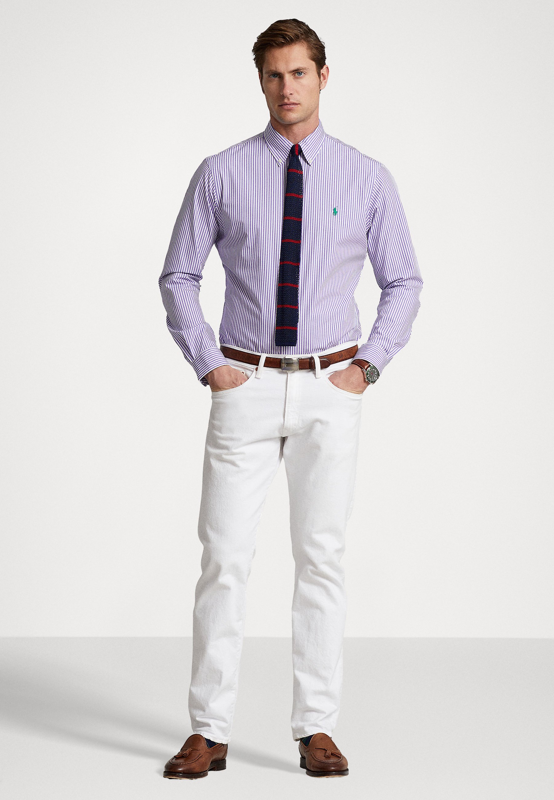 Polo Ralph Lauren SLIM FIT STRIPED SHIRT - Shirt - lavender/white/lilac