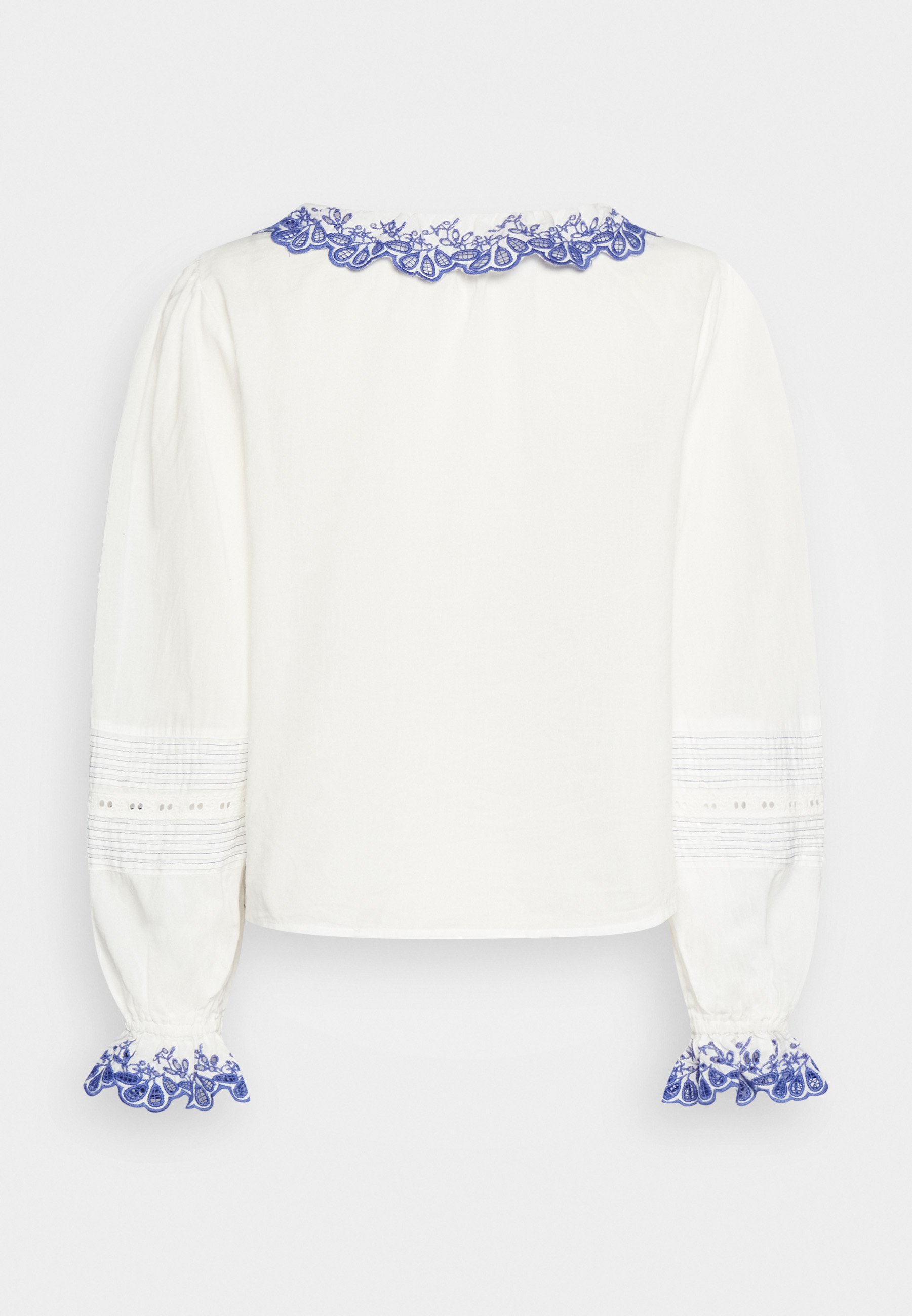 Scotch & Soda V-NECK BRODERIE   - Button-down blouse - white/multi-coloured