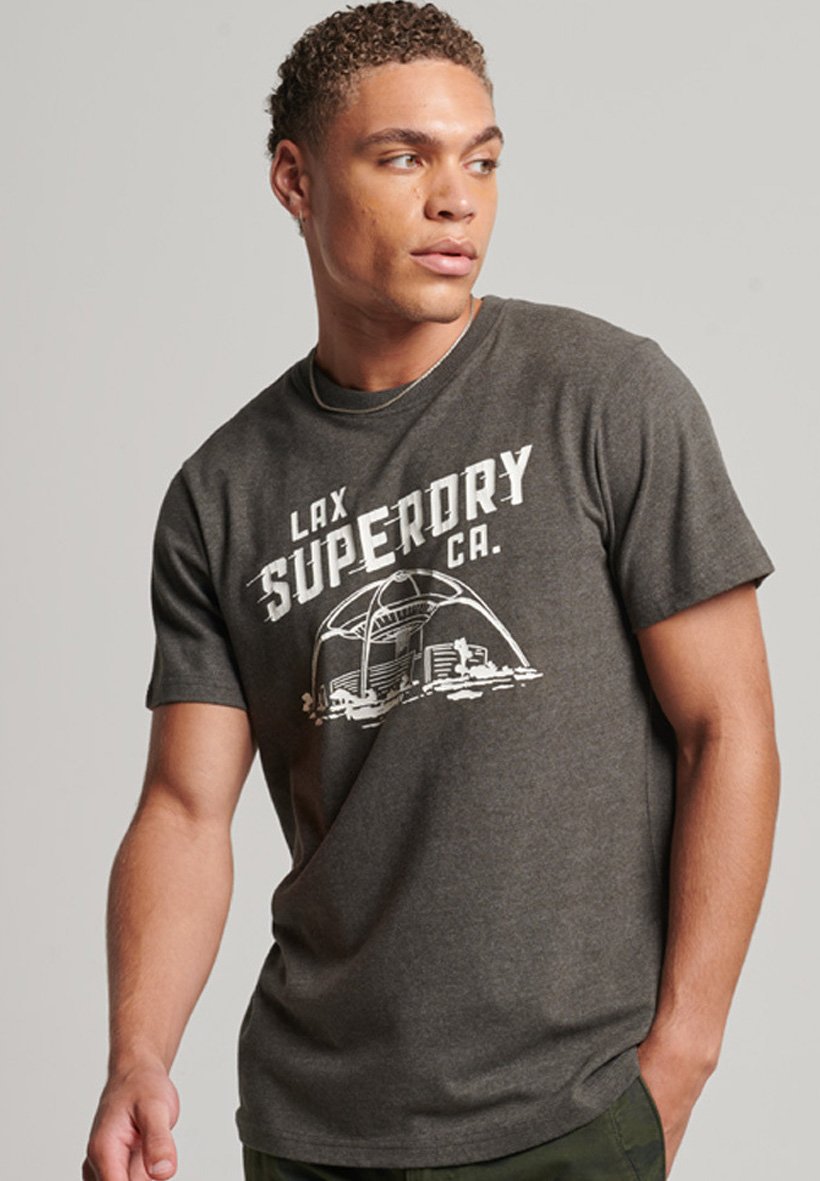 Superdry VINTAGE CITY SOUVENIR - Print T-shirt - vintage black marl/black