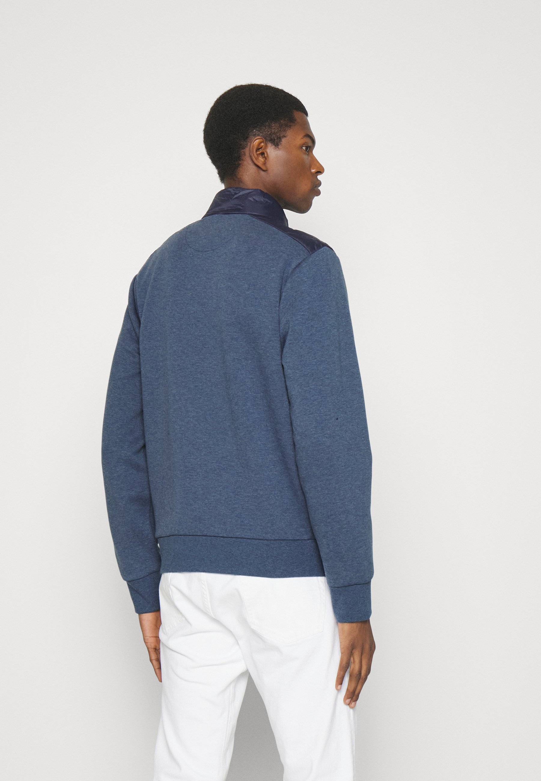 Polo Ralph Lauren QUILTED HYBRID JACKET - Zip-up sweatshirt - derby blue heather/newport navy/blue