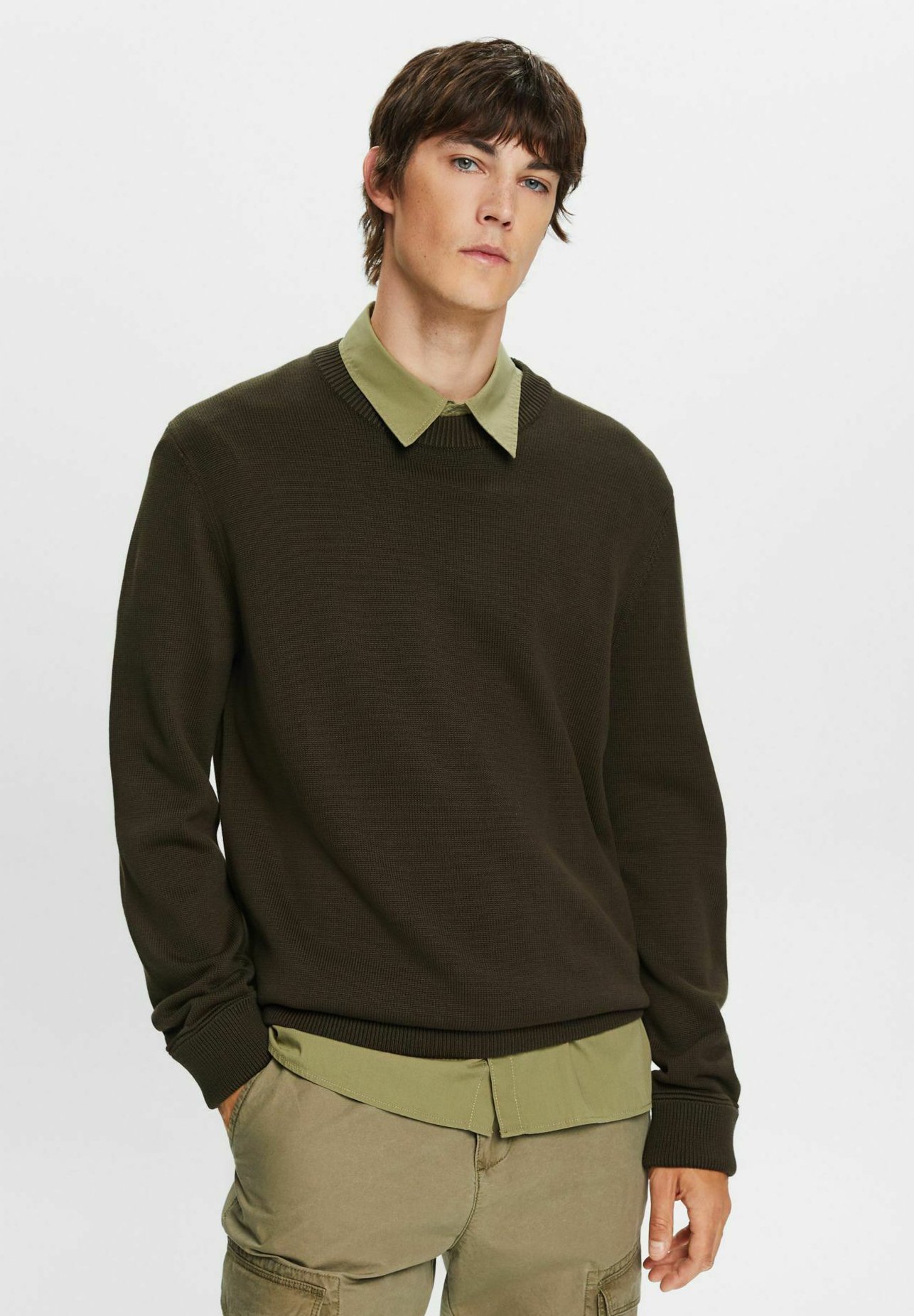 Esprit Jumper - dark khaki/khaki