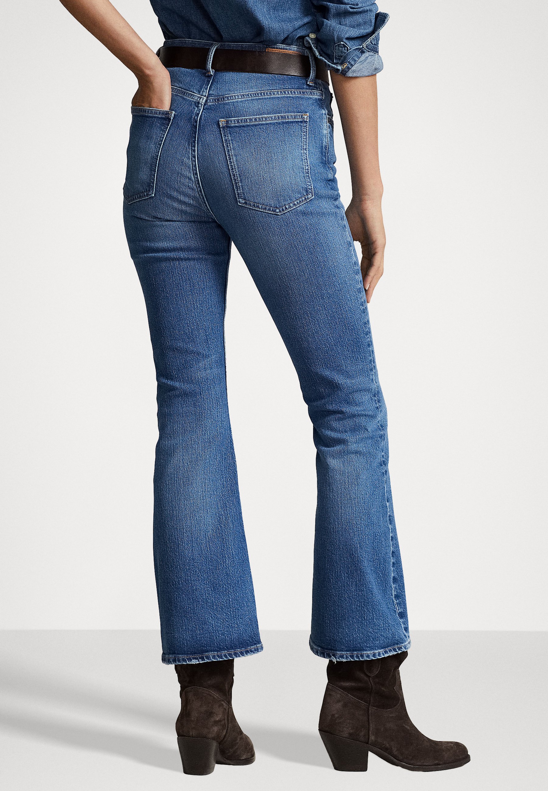 Polo Ralph Lauren CROP STANDARD ANKLE FLARE - Bootcut jeans - persei wash/red
