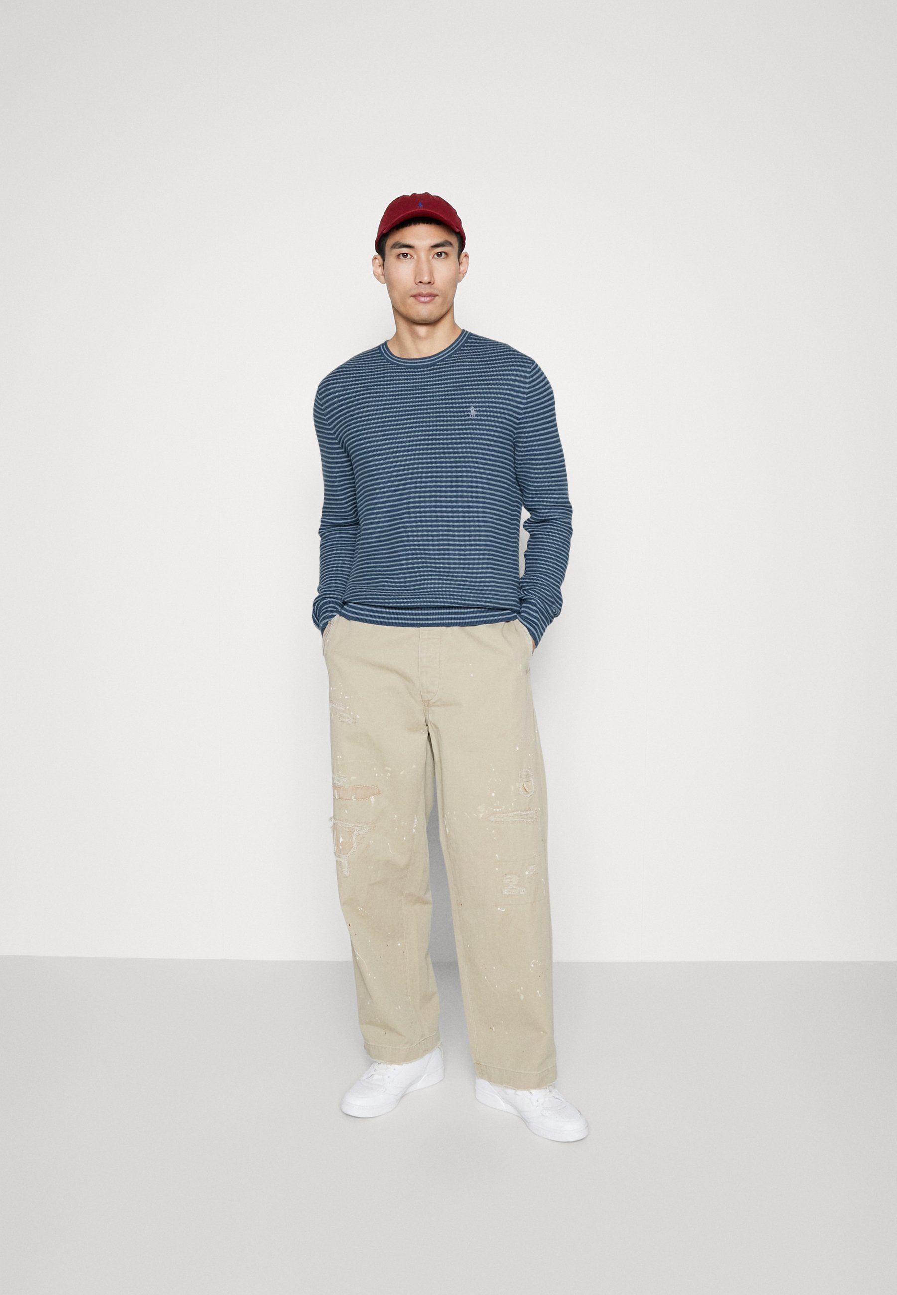 Polo Ralph Lauren TEXTURED-STRIPE COTTON JUMPER - Jumper - clancy blue combo/blue