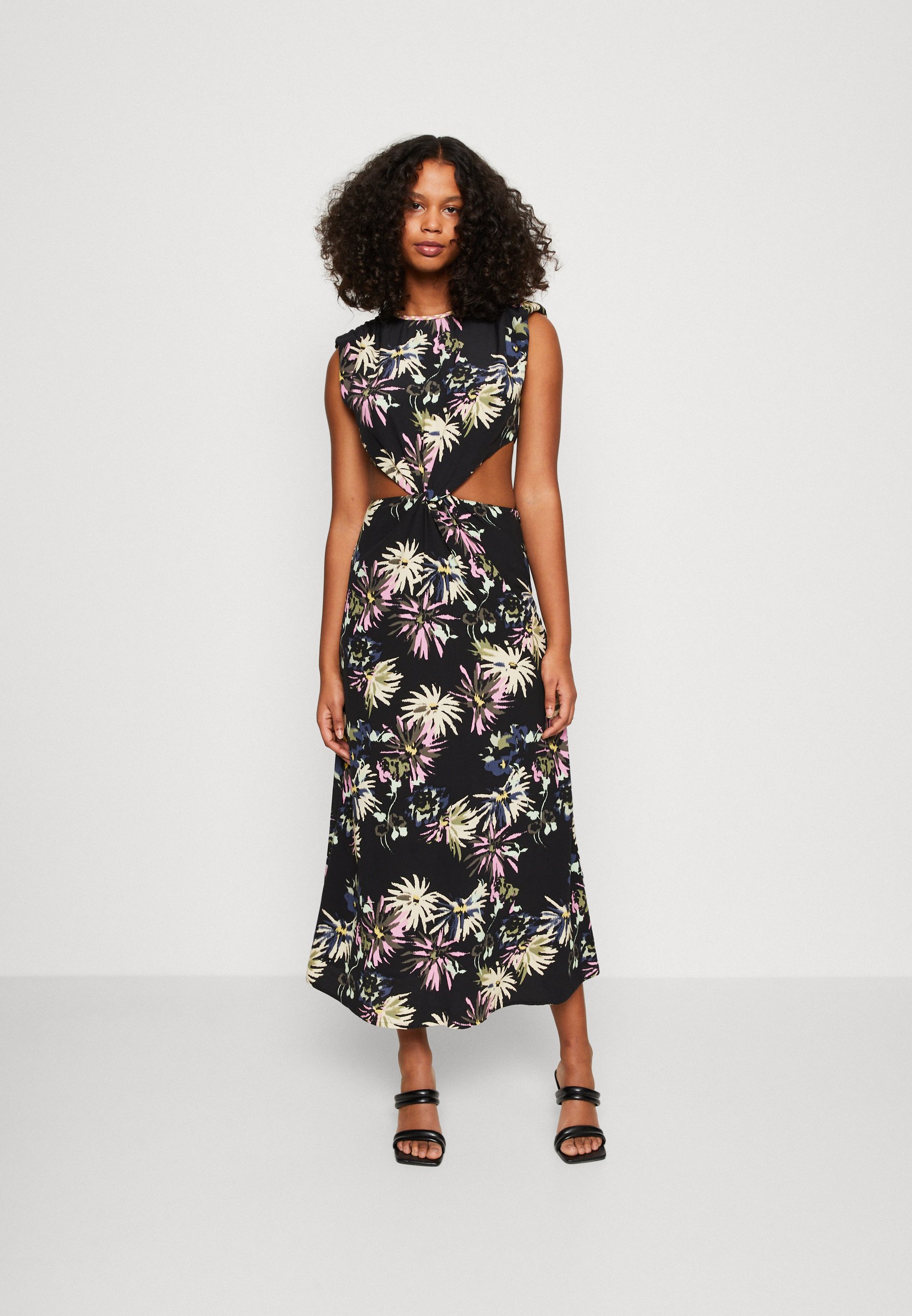 Scotch & Soda DRAPED STRUCTURED SHOULDER MIDI - Maxi dress - black