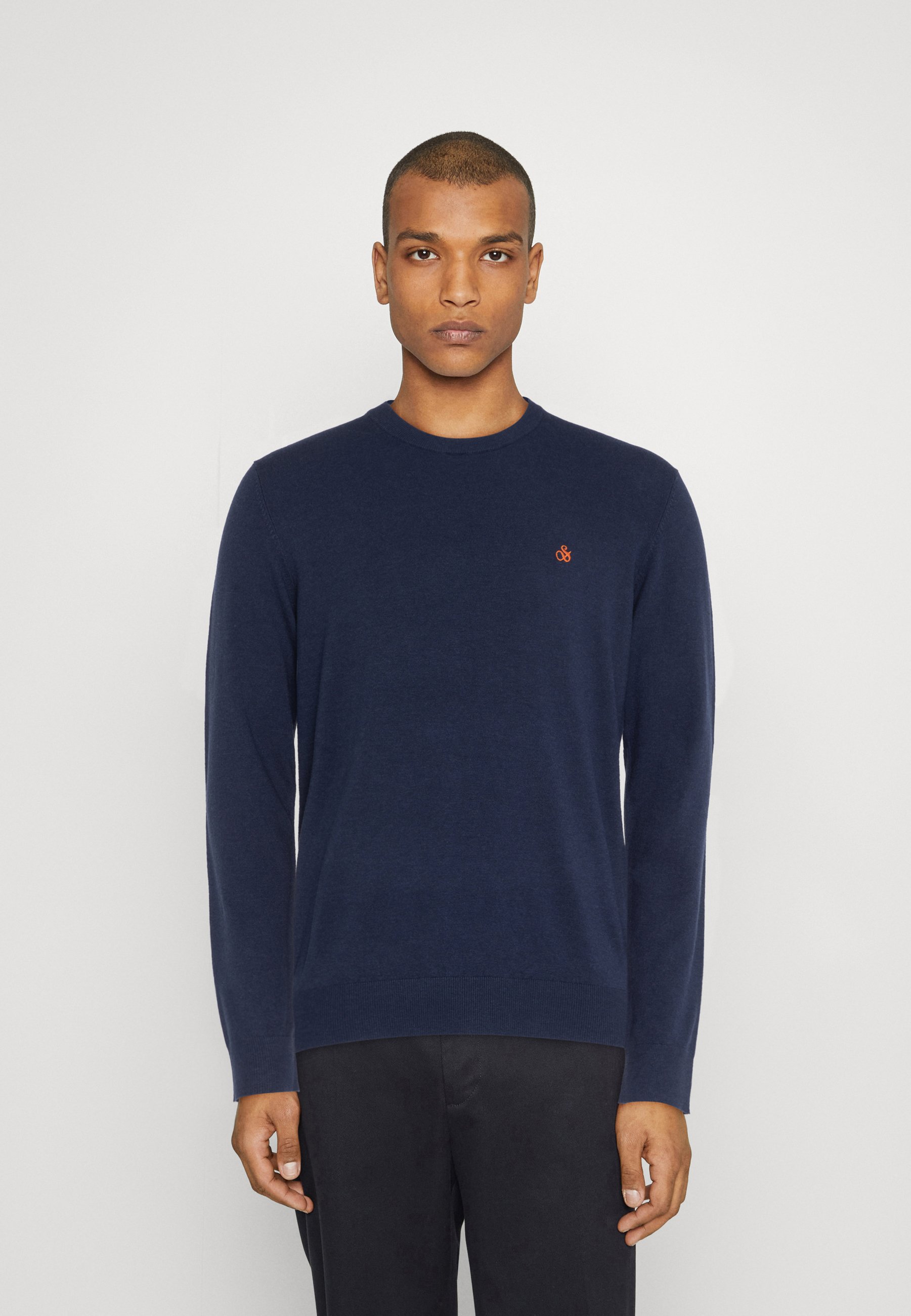 Scotch & Soda REGULAR FIT ESSENTIALS CREW IN ECO VERO - Jumper - denim blue/dark green