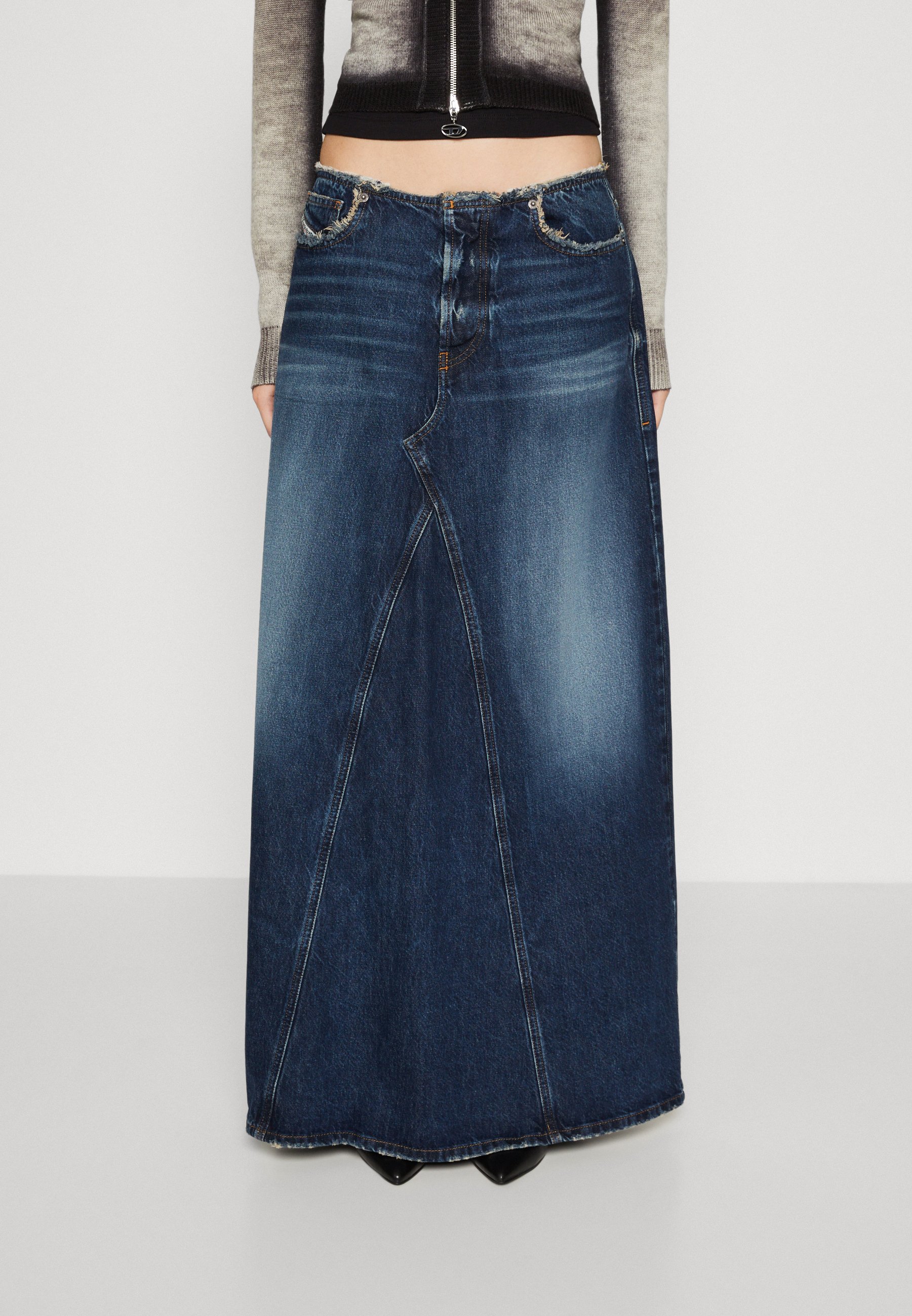 Diesel DE-PAGO-S - A-line skirt - denim/dark-blue denim