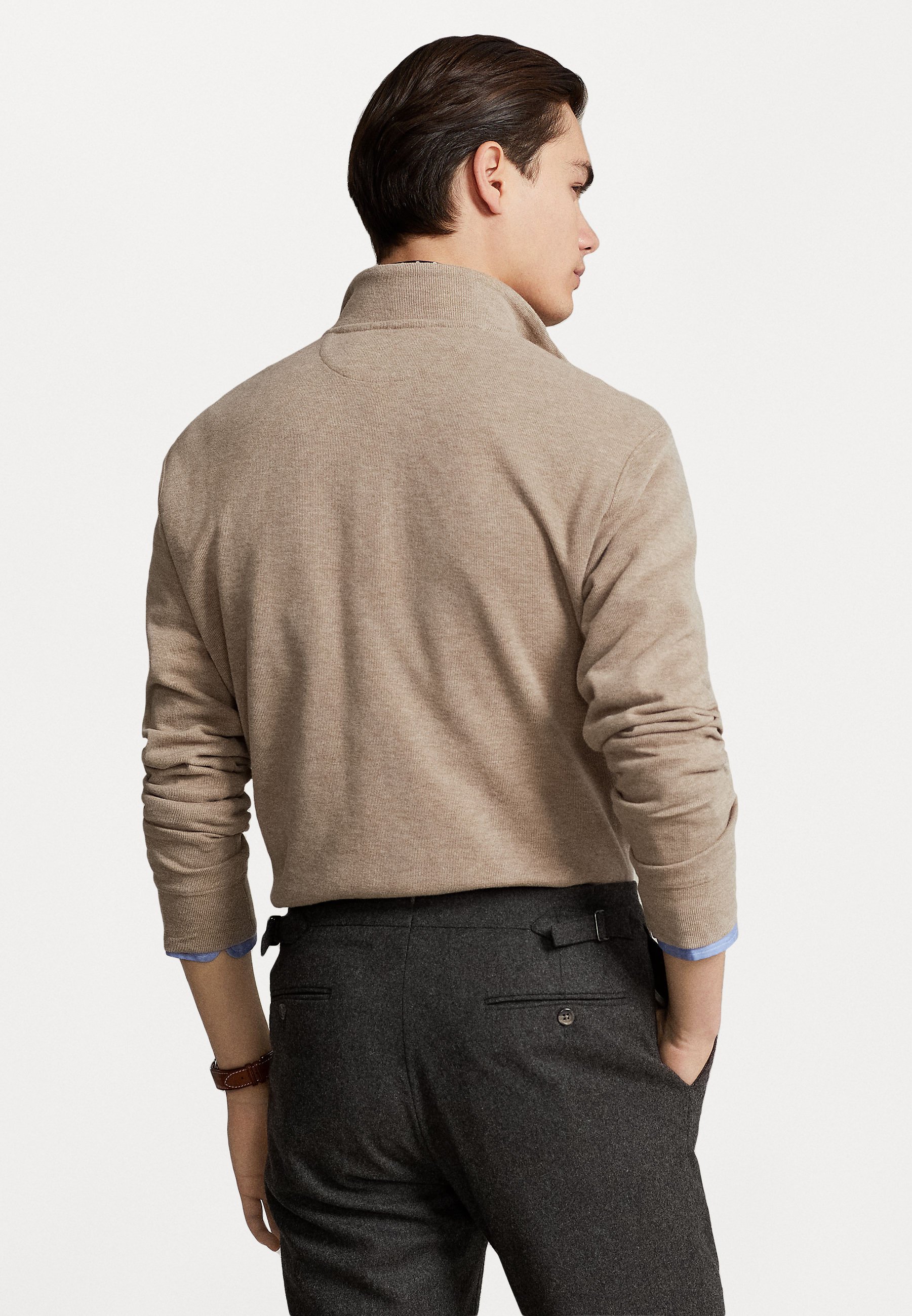 Polo Ralph Lauren LONG SLEEVE HALF ZIP - Jumper - adirondack heather/sand
