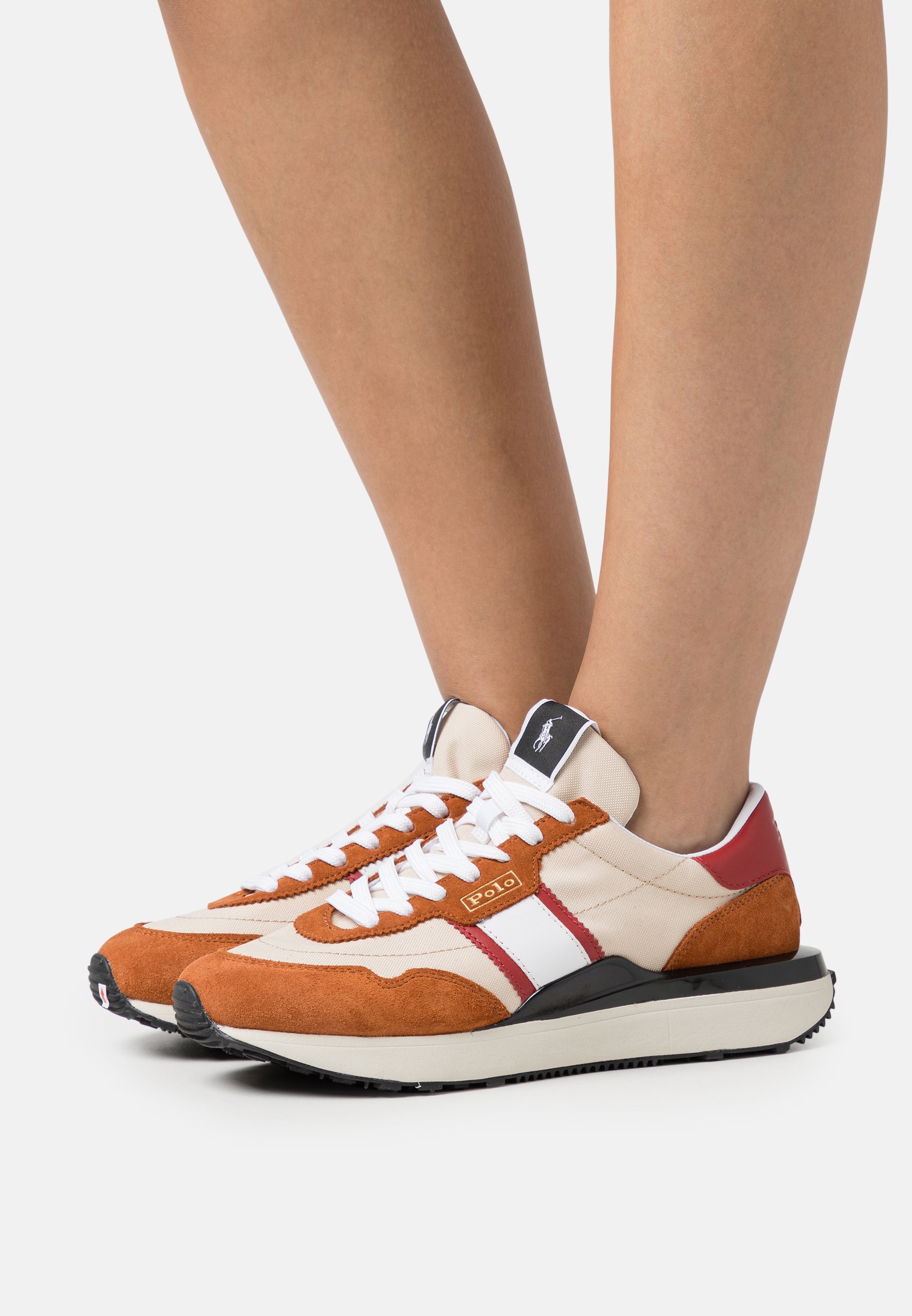 Polo Ralph Lauren TRAIN LOW TOP LACE - Trainers - rust/ranch cream/red/multi-coloured