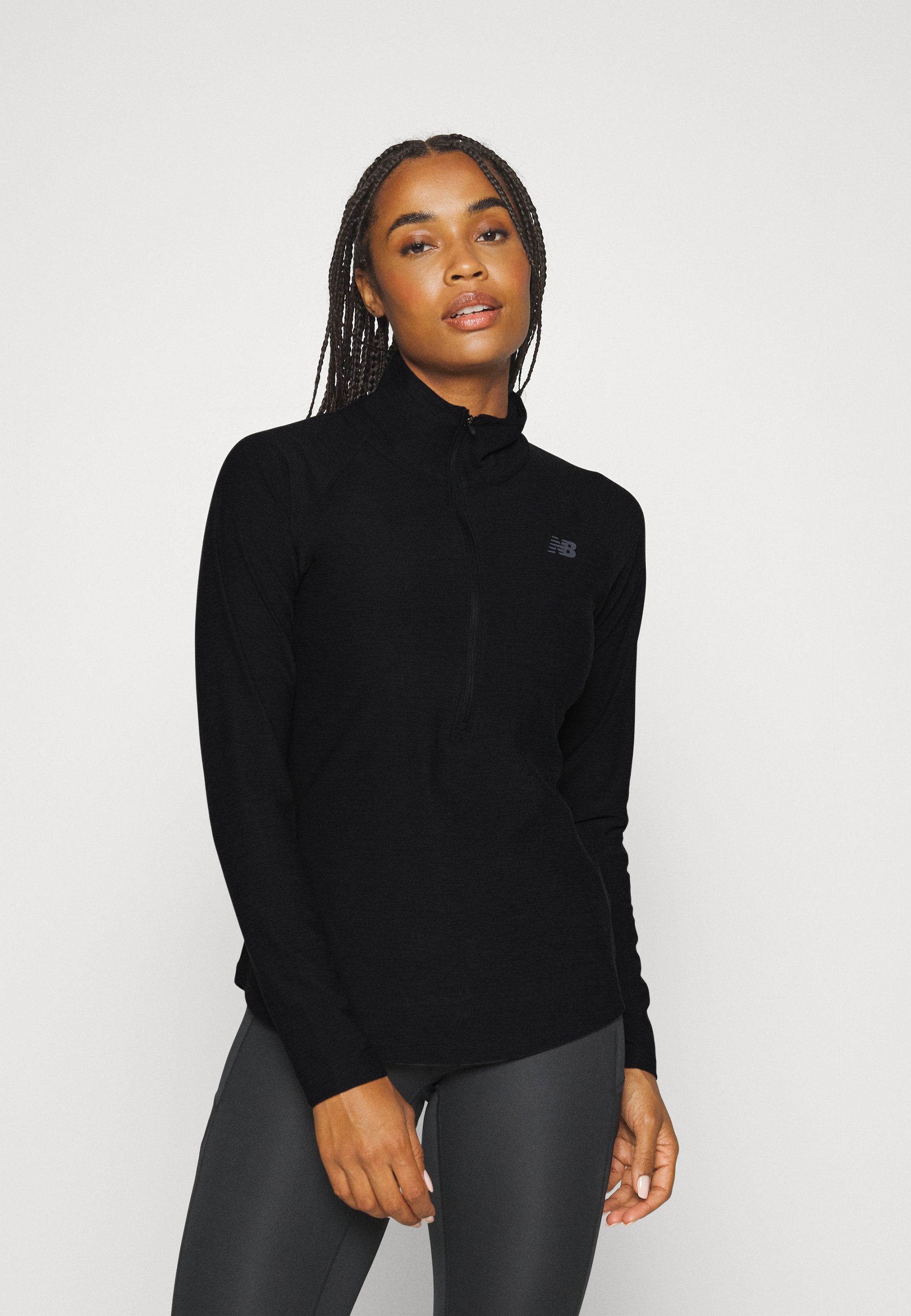 NB SPORT SPACEDYE 1/2 ZIP - Long sleeved top - black/black