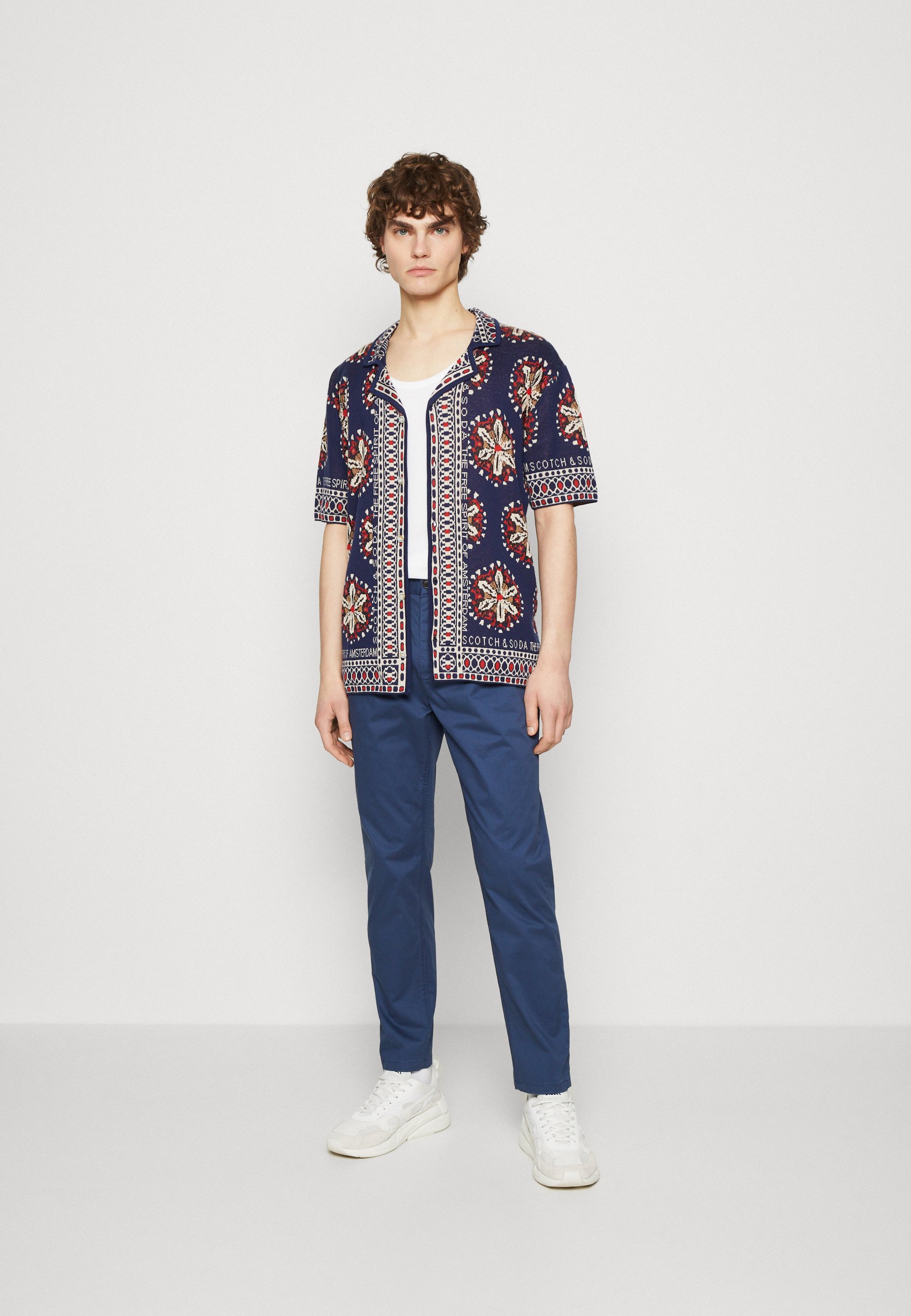 Scotch & Soda JACQUARD SHORSTLEEVE SHIRT - Shirt - dark blue