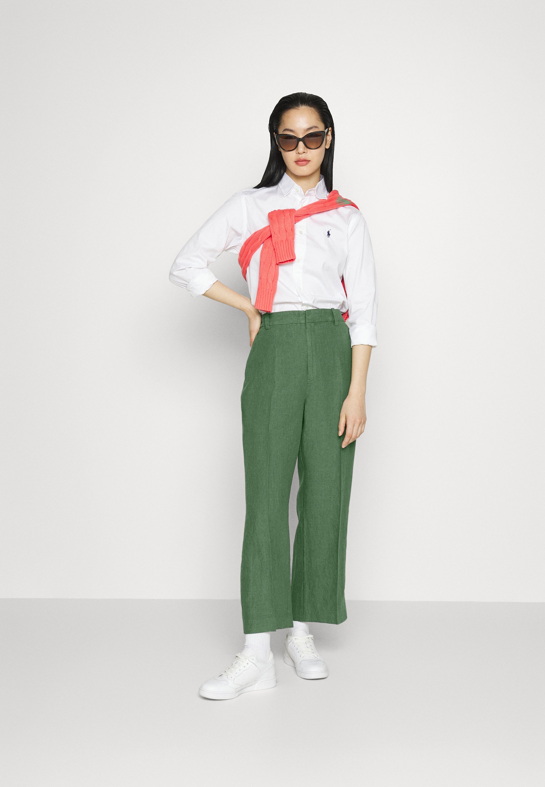 Polo Ralph Lauren WD LEG CRP-CROPPED-FLAT FRONT - Trousers - green