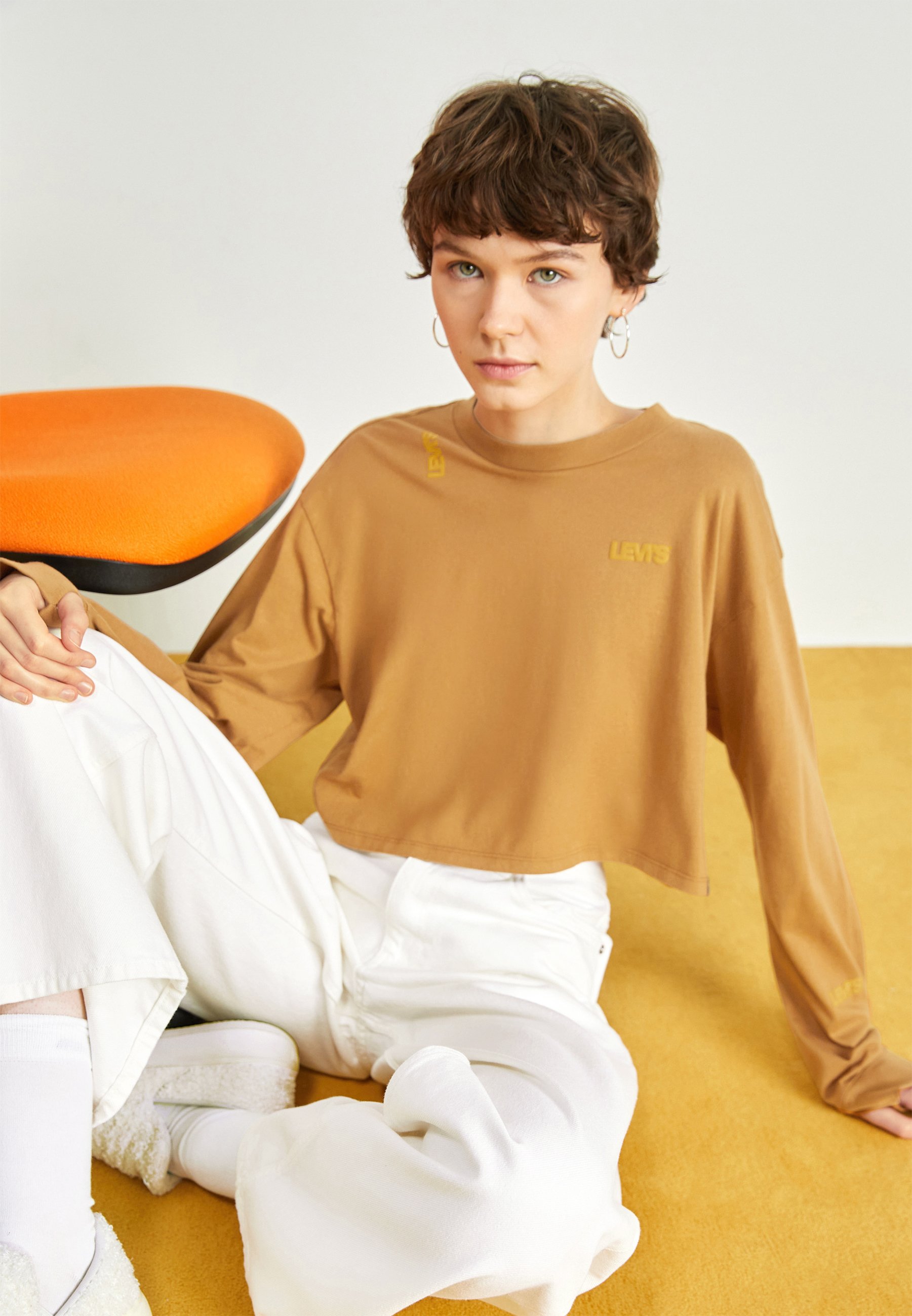 Levi's® GRAPHIC CINDY CROP - Long sleeved top - brown