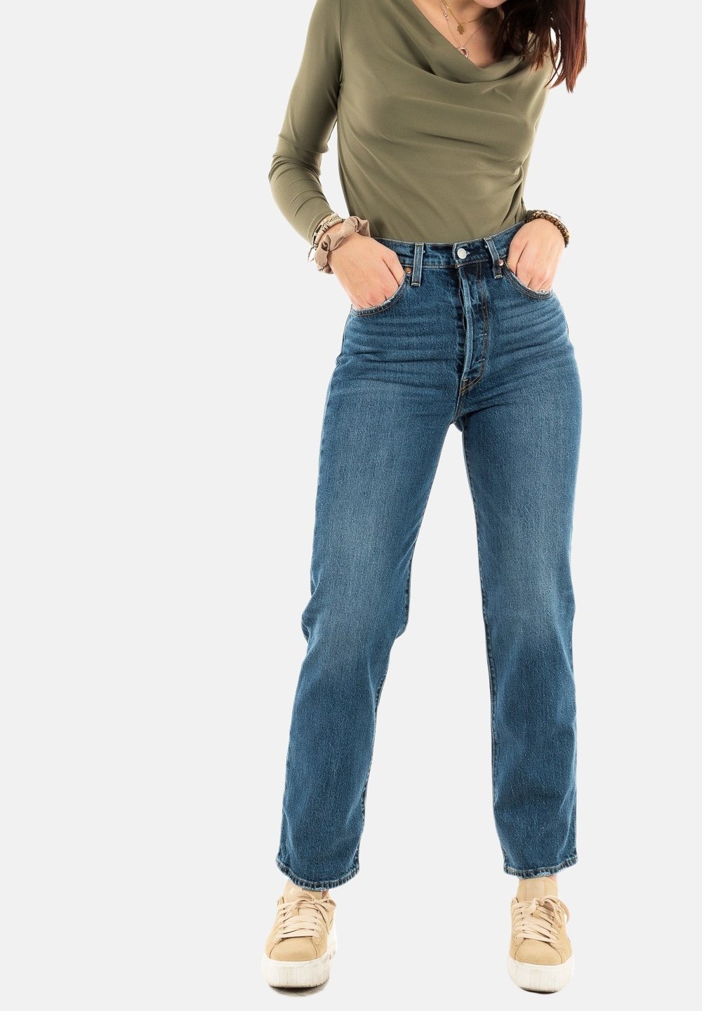 Levi's® RIBCAGE STRAIGHT ANKLE - Straight leg jeans - valley view/stone blue denim