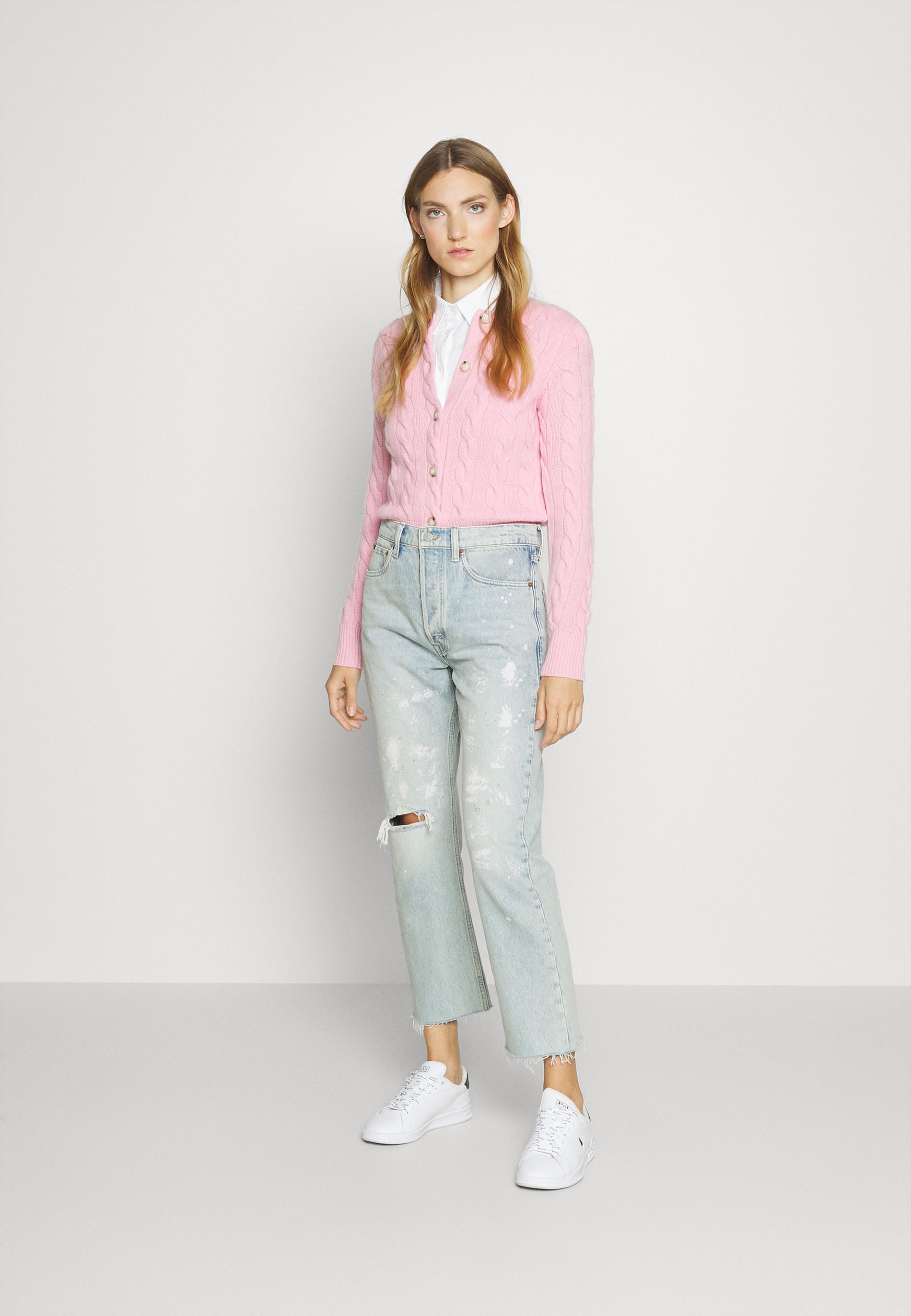 Polo Ralph Lauren LONG SLEEVE CARDIGAN - Cardigan - carmel pink/pink