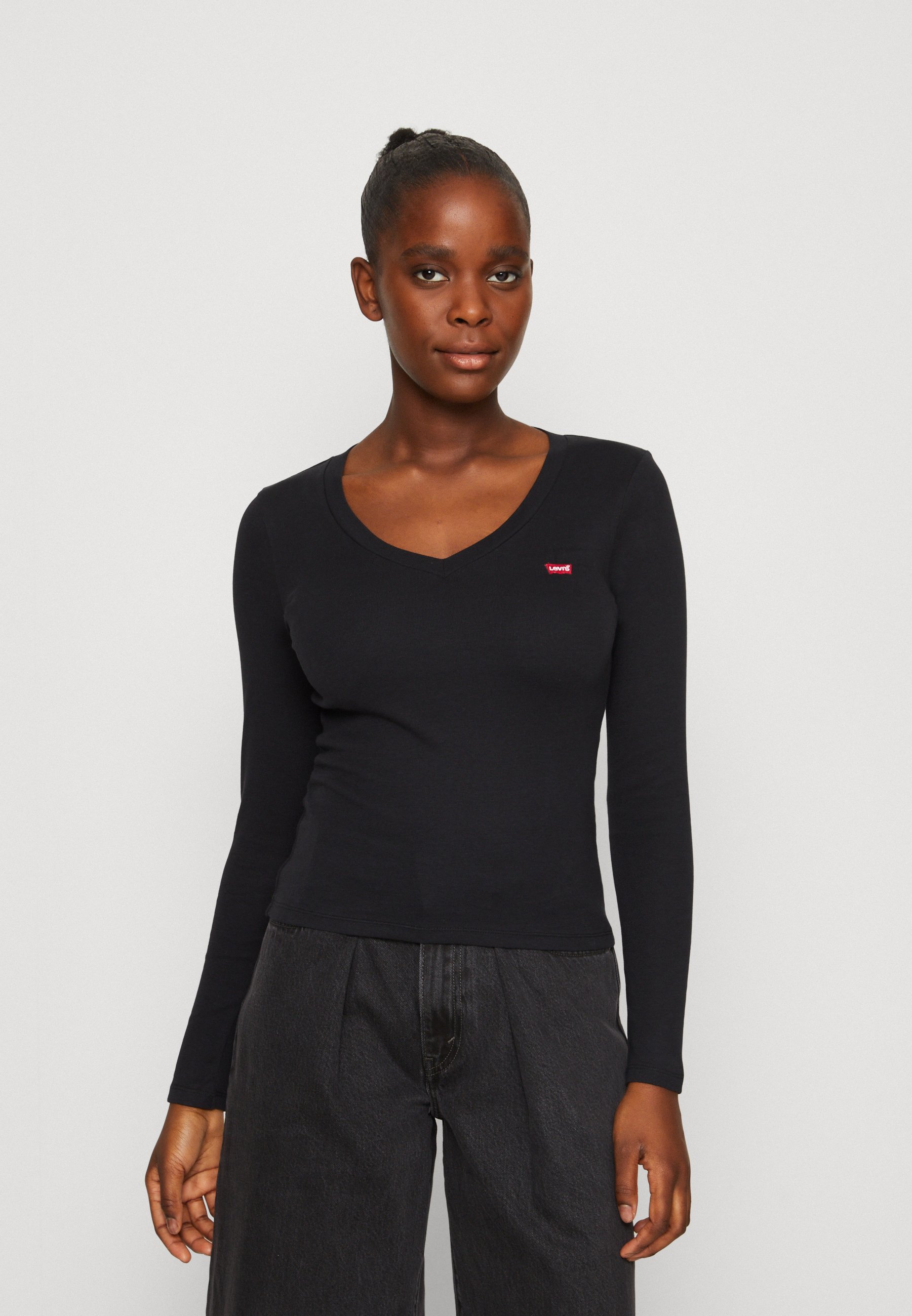 Levi's® V NECK BABY TEE - Long sleeved top - caviar/black