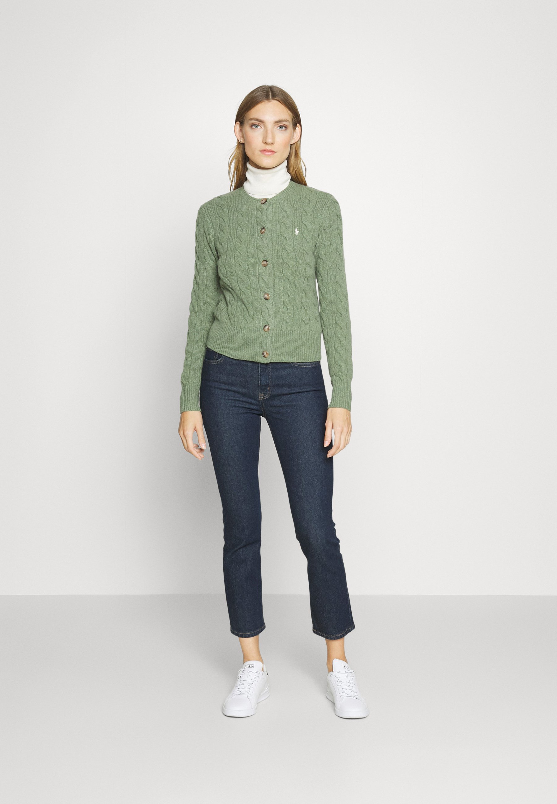 Polo Ralph Lauren LONG SLEEVE CARDIGAN - Cardigan - lovette heather/green