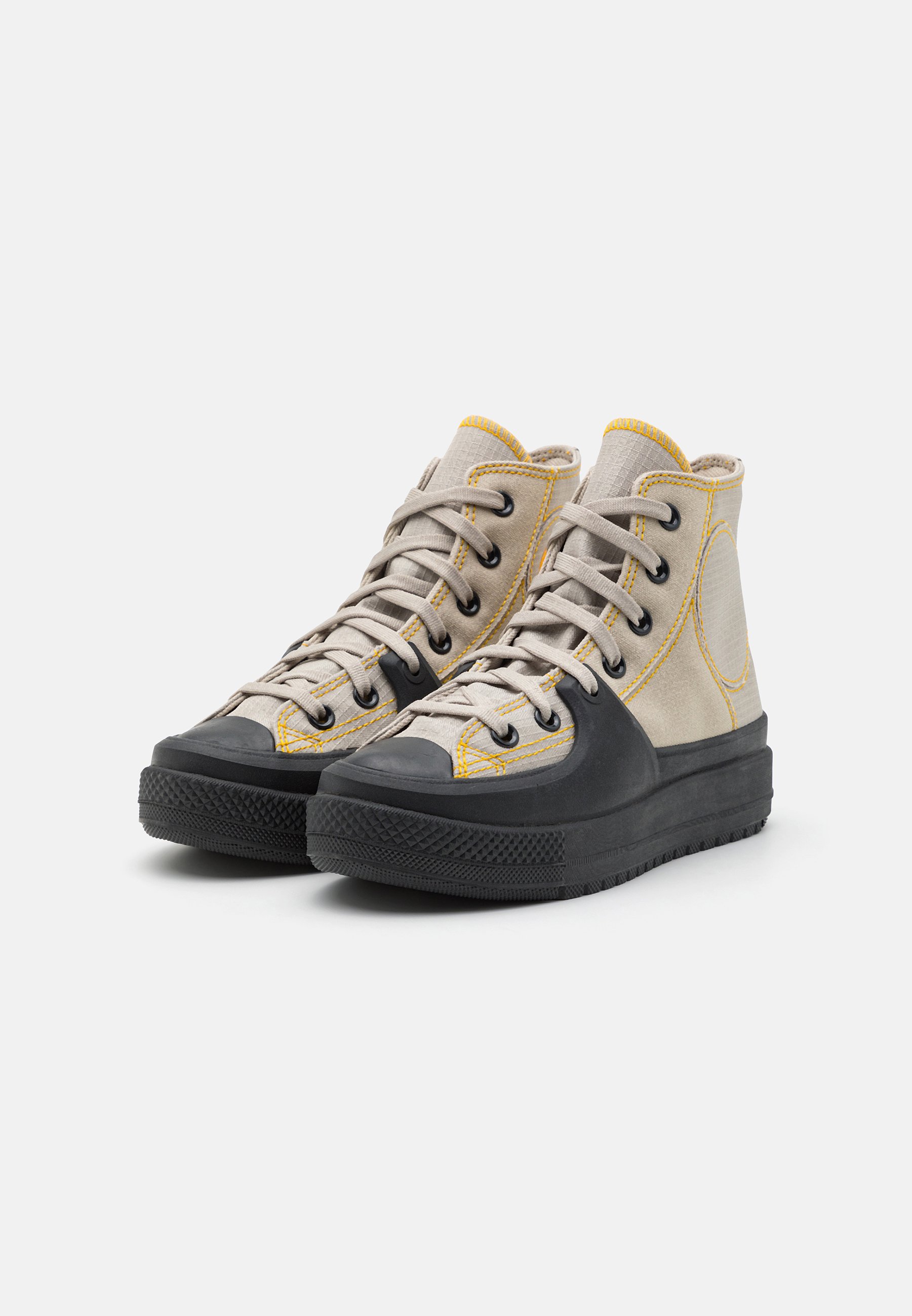 Converse CHUCK TAYLOR ALL STAR CONSTRUCT UNISEX - High-top trainers - beach stone/black/yellow/sand
