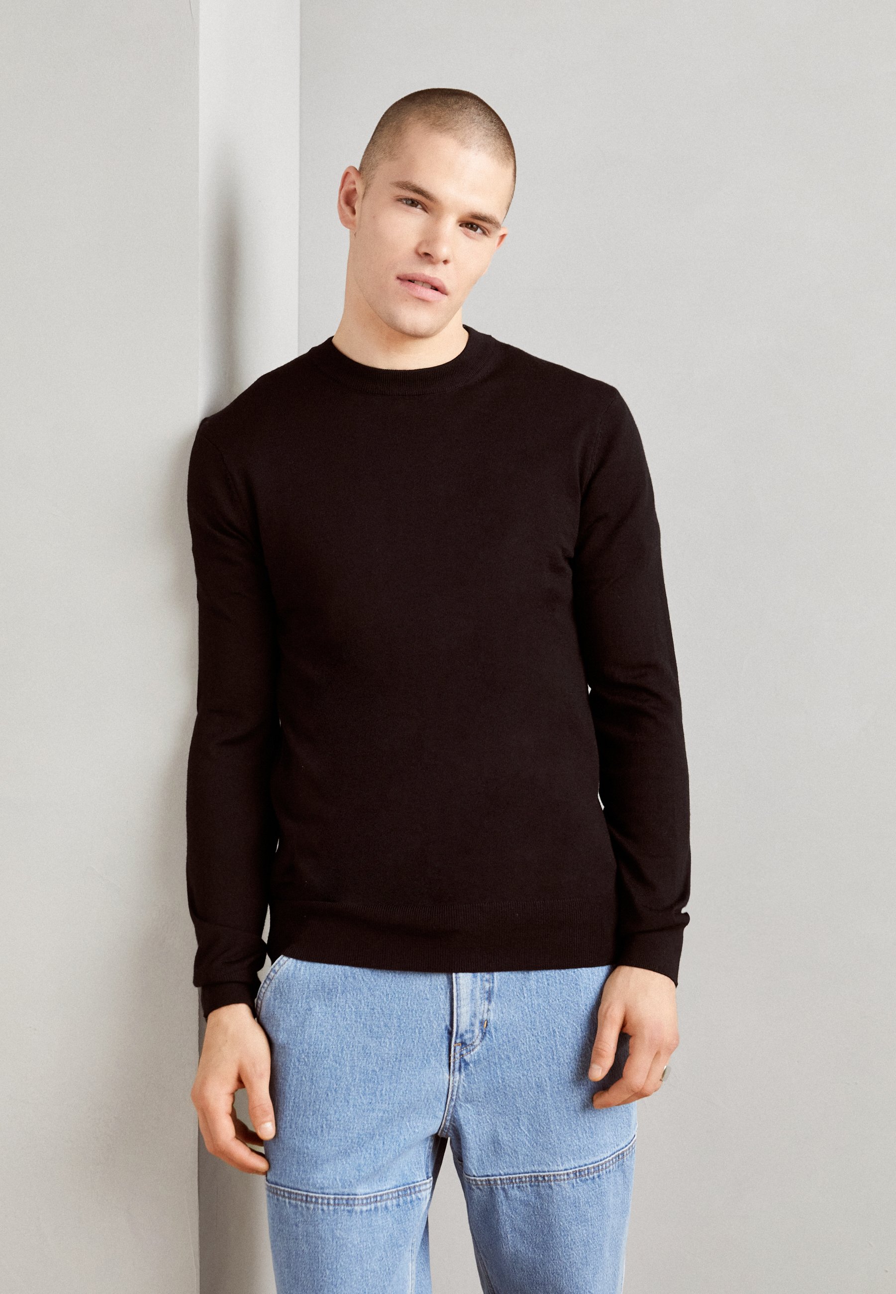 Scotch & Soda REGULAR FIT CREW NECK - Jumper - black melange/mottled black