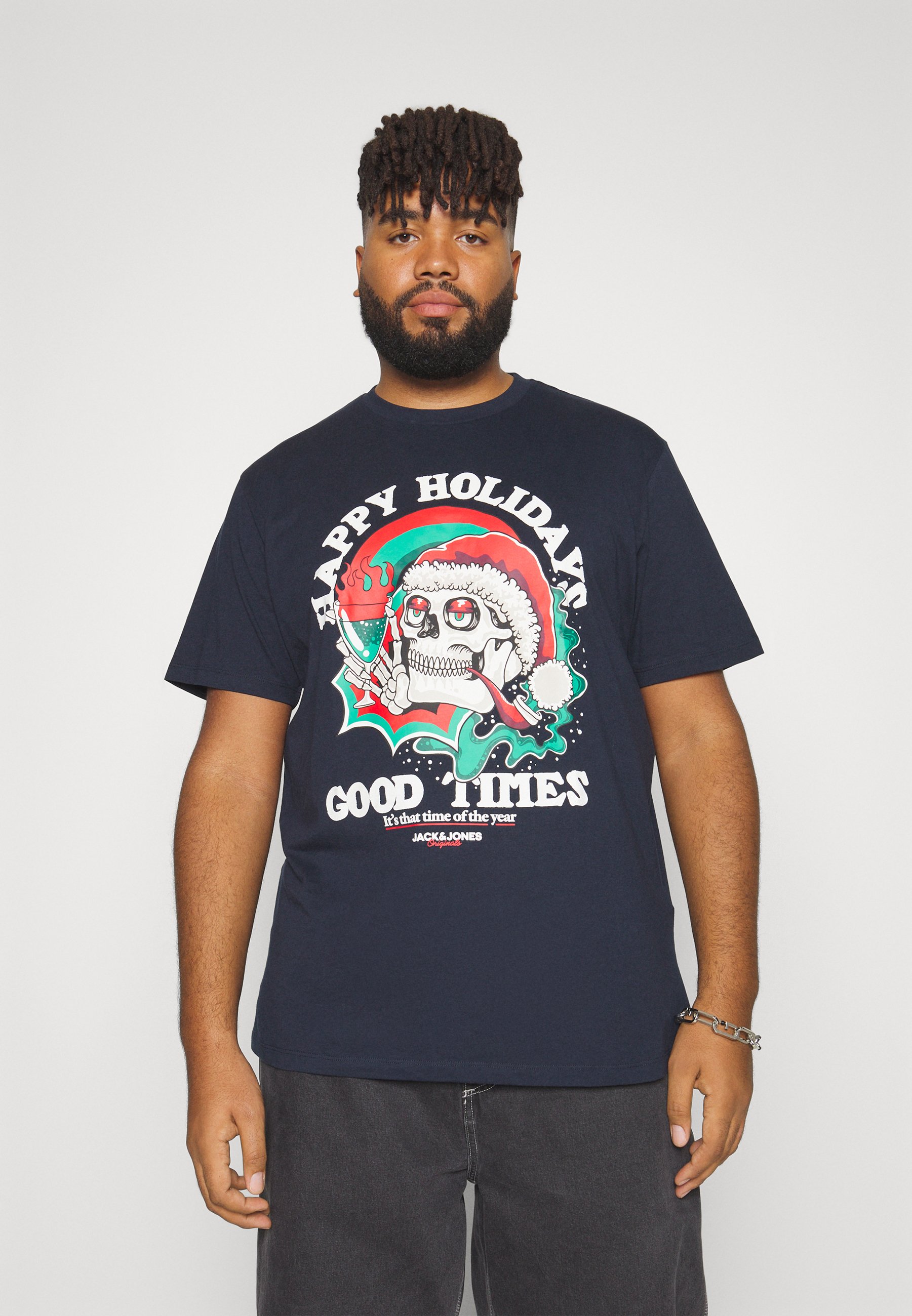 Jack &Jones JORCHRISTMAS SKULL TEE  - Print T-shirt - sky captain/dark blue