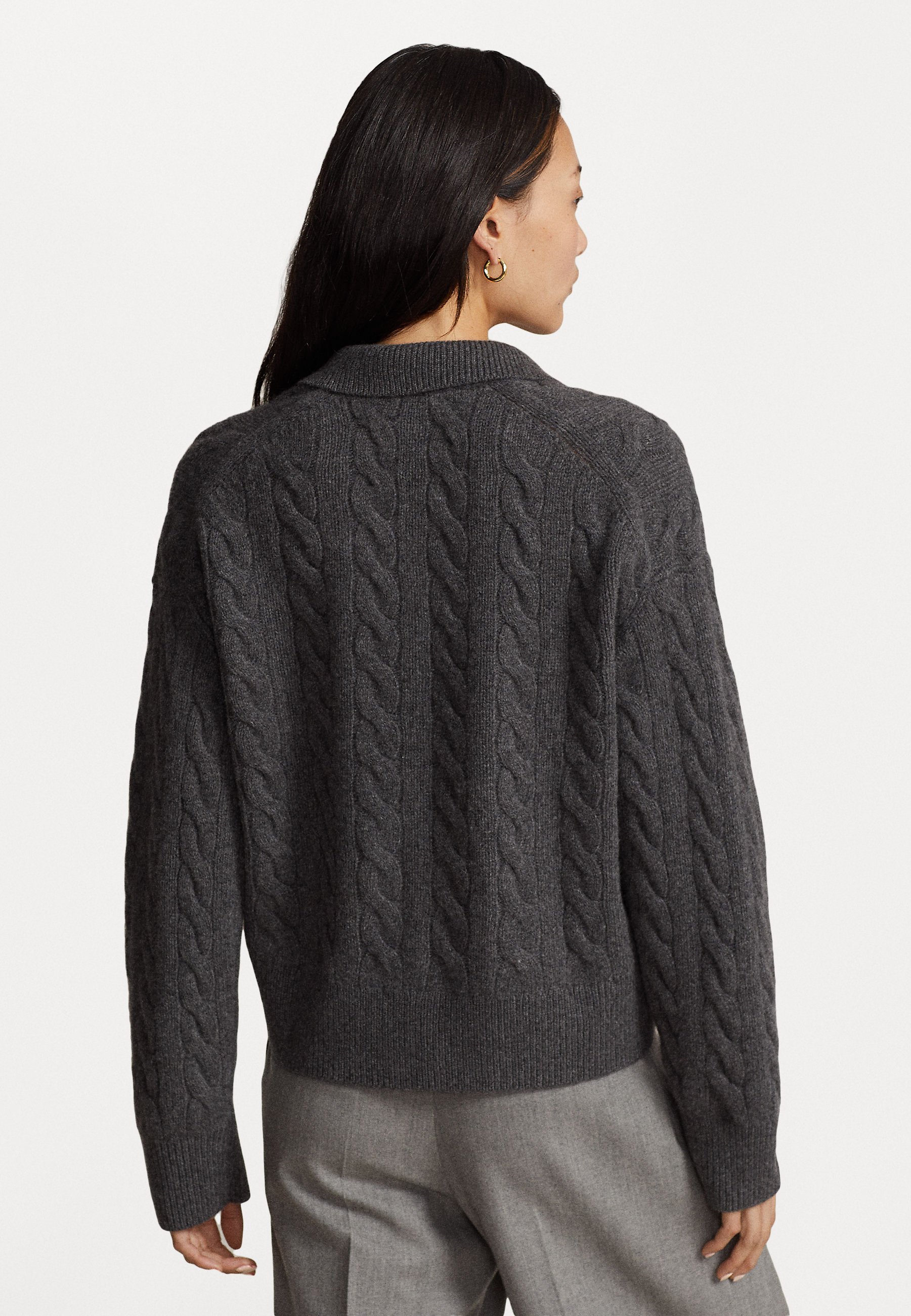 Polo Ralph Lauren COLLAR LONG SLEEVE - Jumper - stadium grey heather/grey