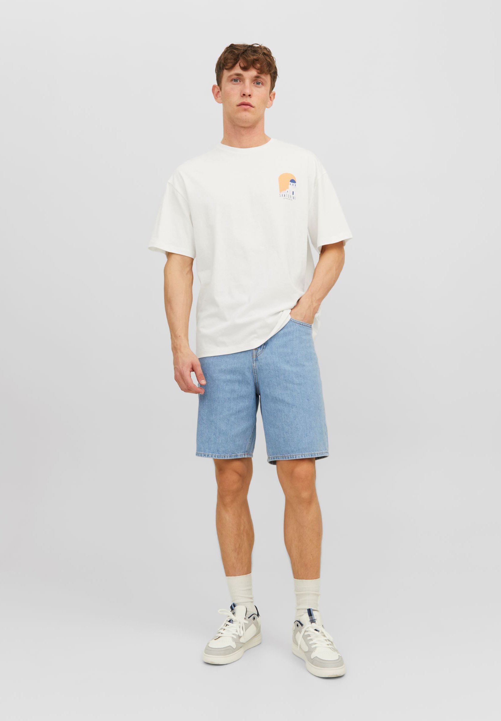 Jack &Jones JORHOLIDAY  SS CREW NECK EX2 23 - Print T-shirt - cloud dancer/white