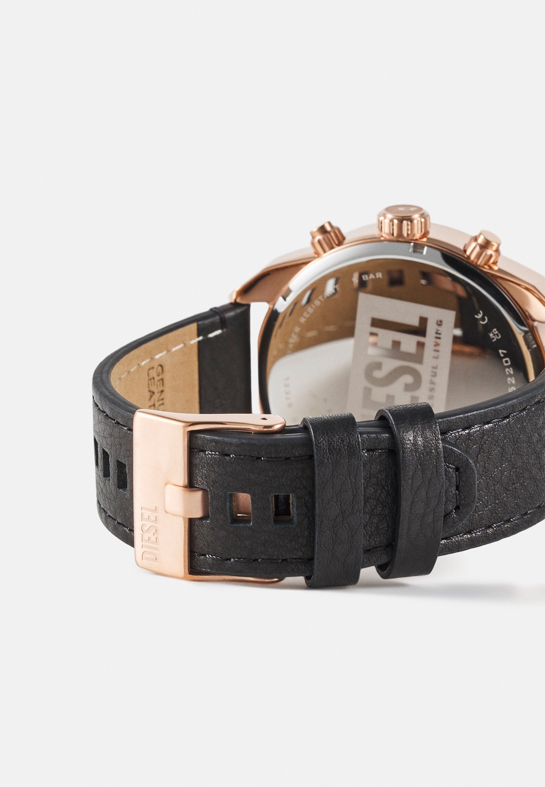 Diesel SPIKED - Chronograph watch - black/rosegold-coloured/black