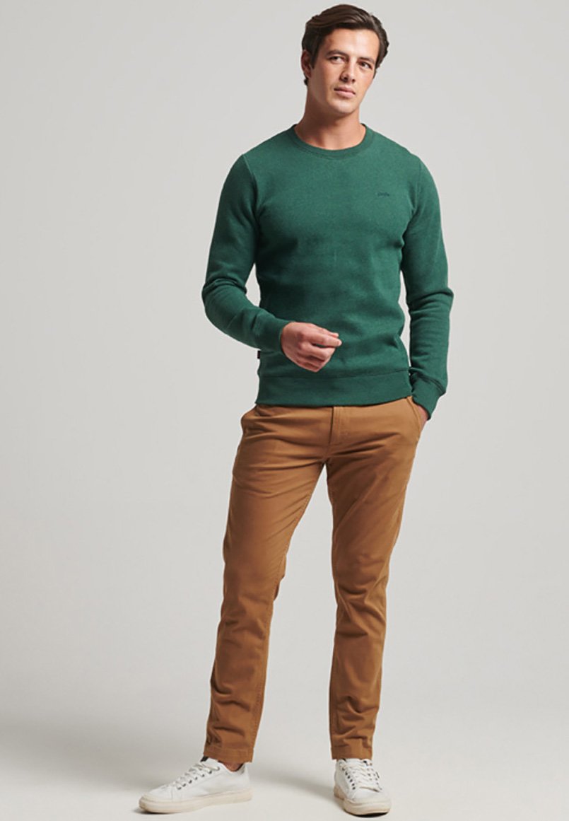 Superdry VINTAGE LOGO EMBROIDERED CREW - Sweatshirt - campus green marl/dark green