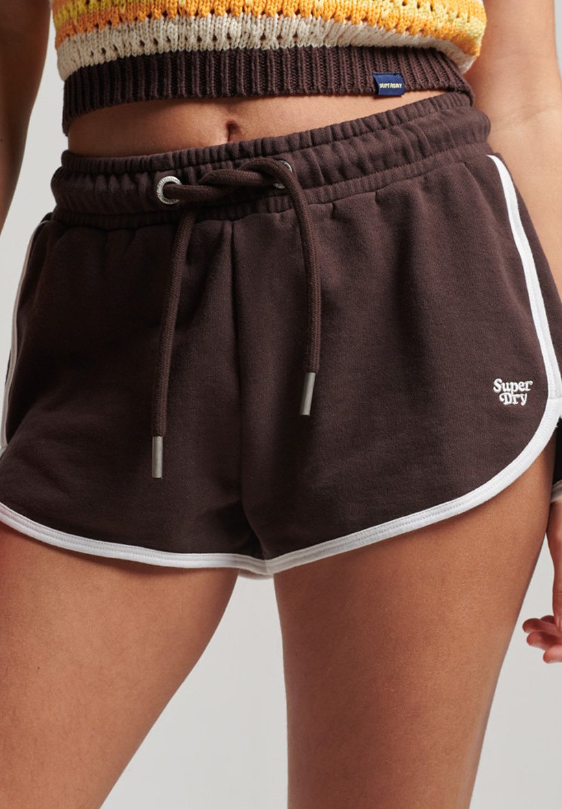Superdry VINTAGE RACER  - Shorts - dark chocolate brown optic white/brown