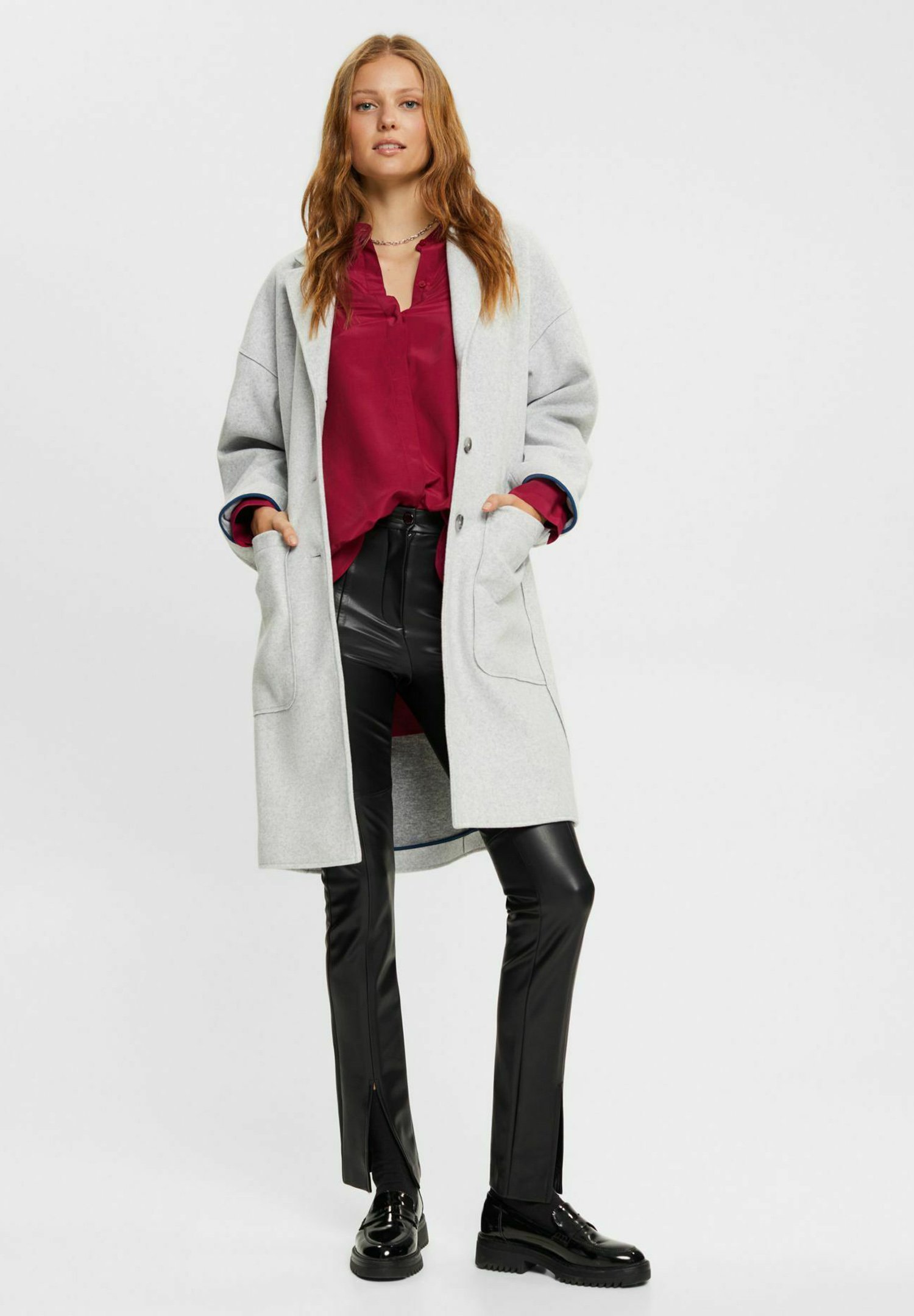Esprit CVE F L TIE BLO - Button-down blouse - cherry red/red