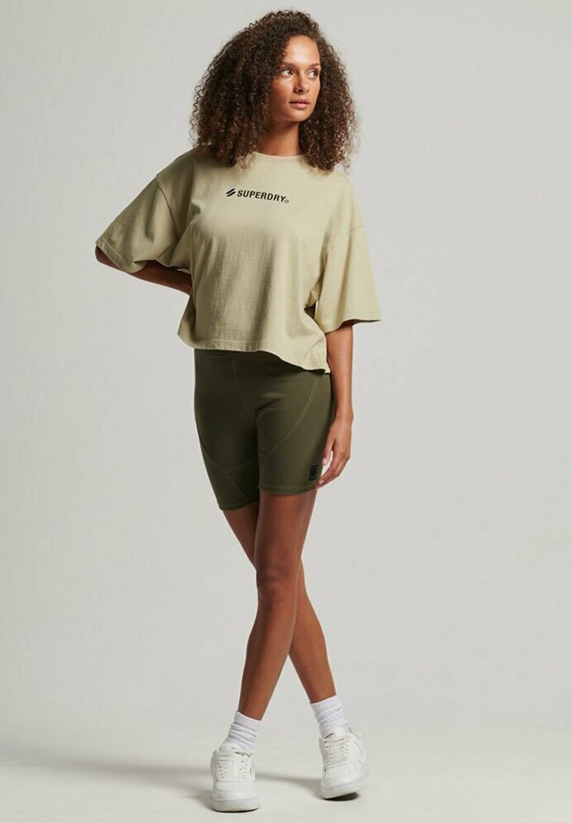 Superdry LOGO OVERSIZED BOXY - Print T-shirt - explorer sand/beige