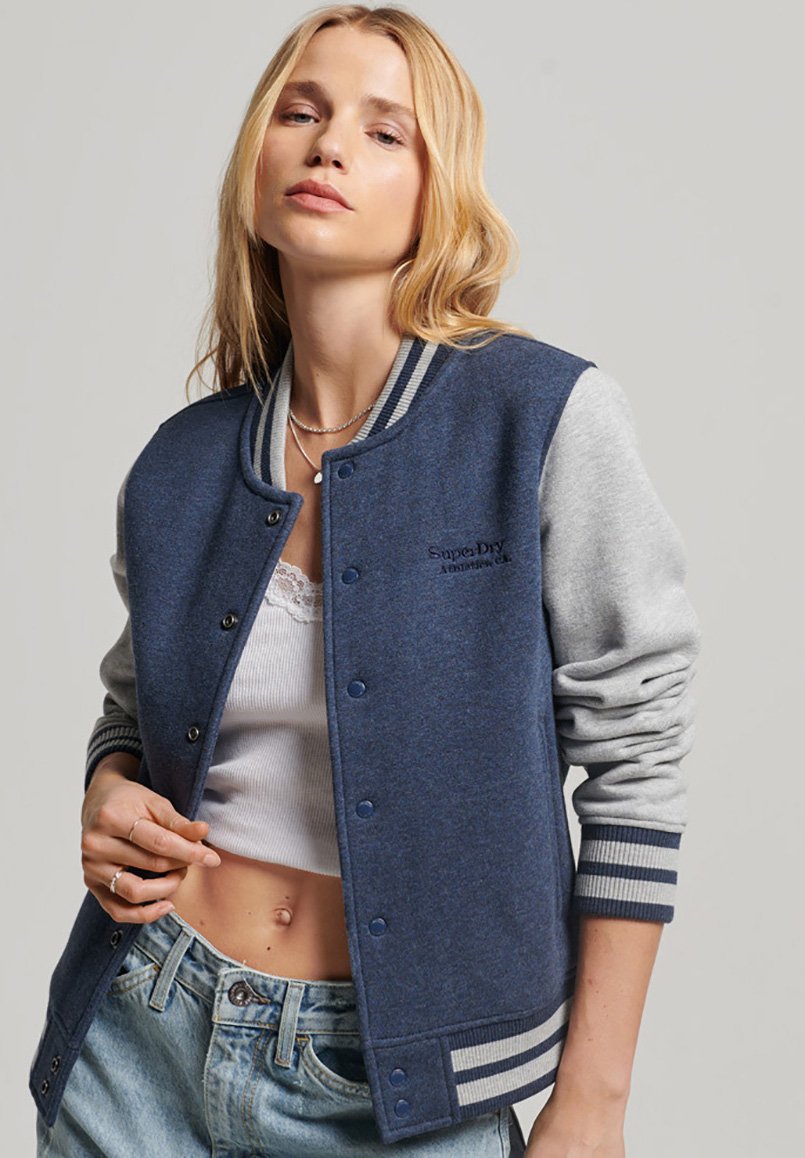 Superdry VINTAGE LOGO - Bomber Jacket - vintage navy marl grey marl/blue