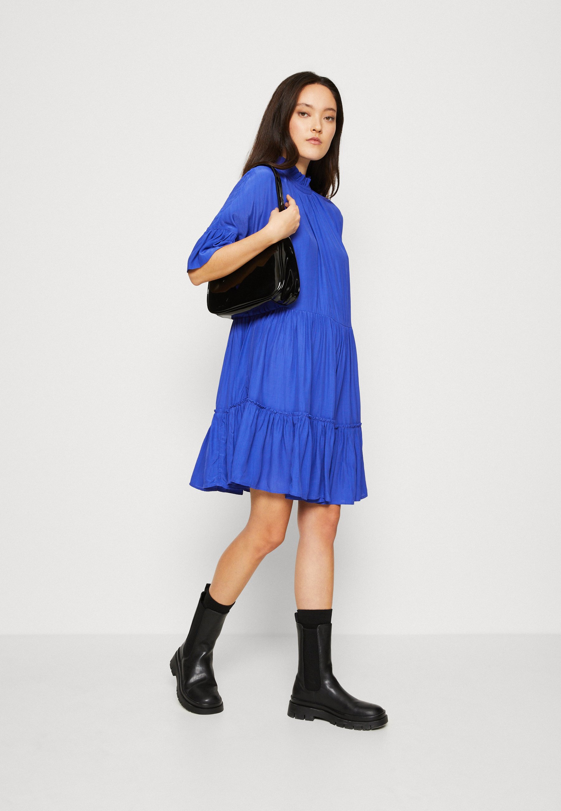 Scotch & Soda SHORT DRESS WITH RUFFLE SLEEVE DETAIL - Day dress - bright blue/blue