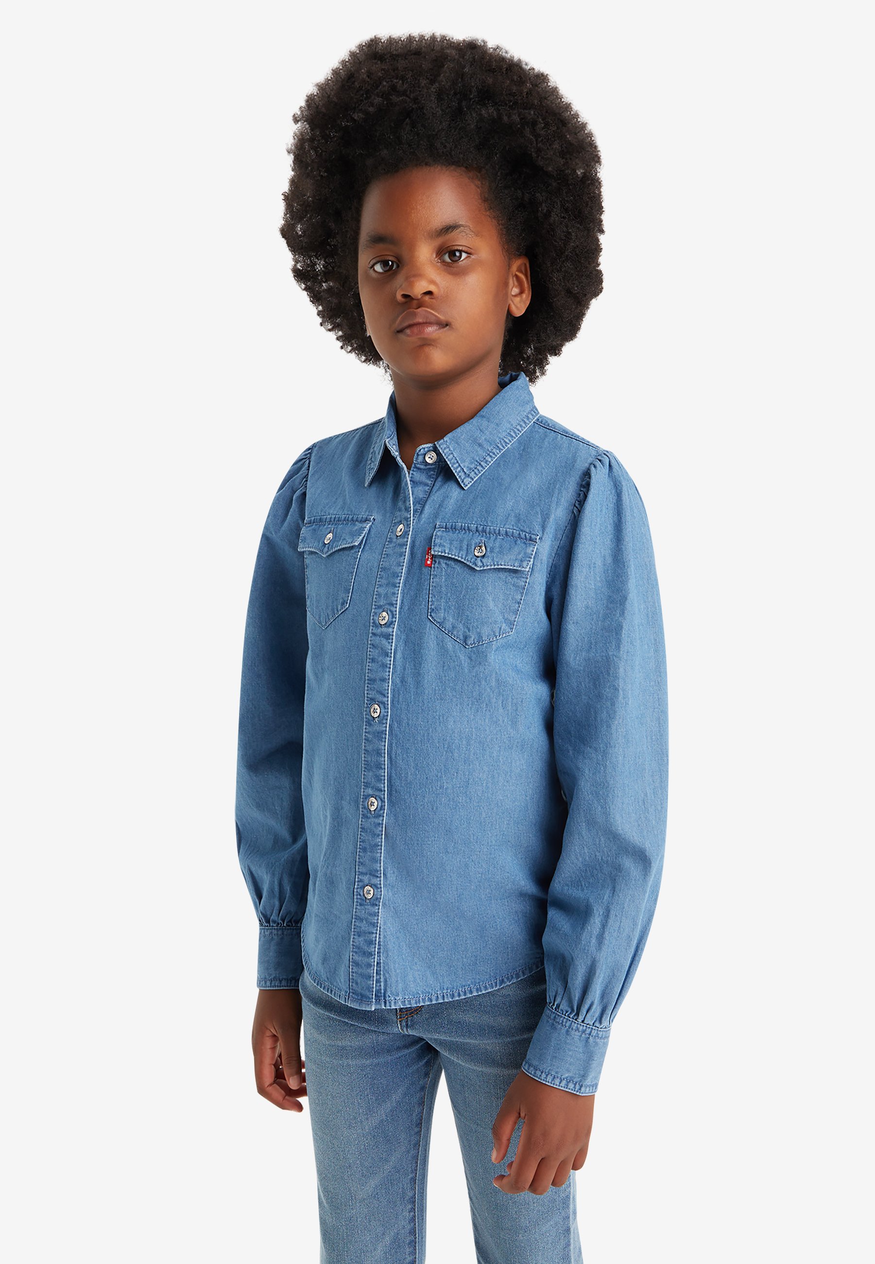 Levi's® FULL WESTERN - Button-down blouse - clean medium/blue denim