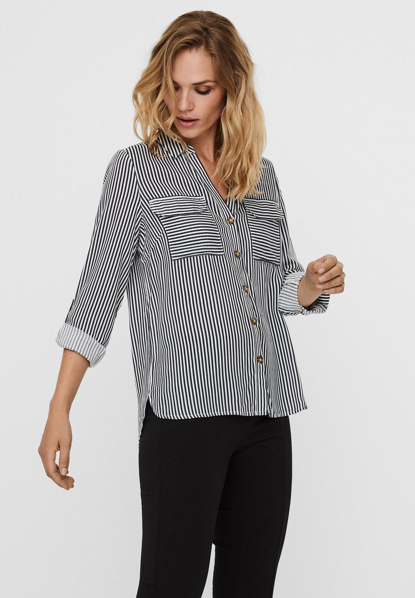 Vero Moda VMBUMPY - Button-down blouse - snow white/light grey