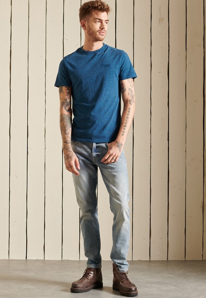 Superdry VINTAGE LOGO EMB - Basic T-shirt - charred teal grit/blue denim