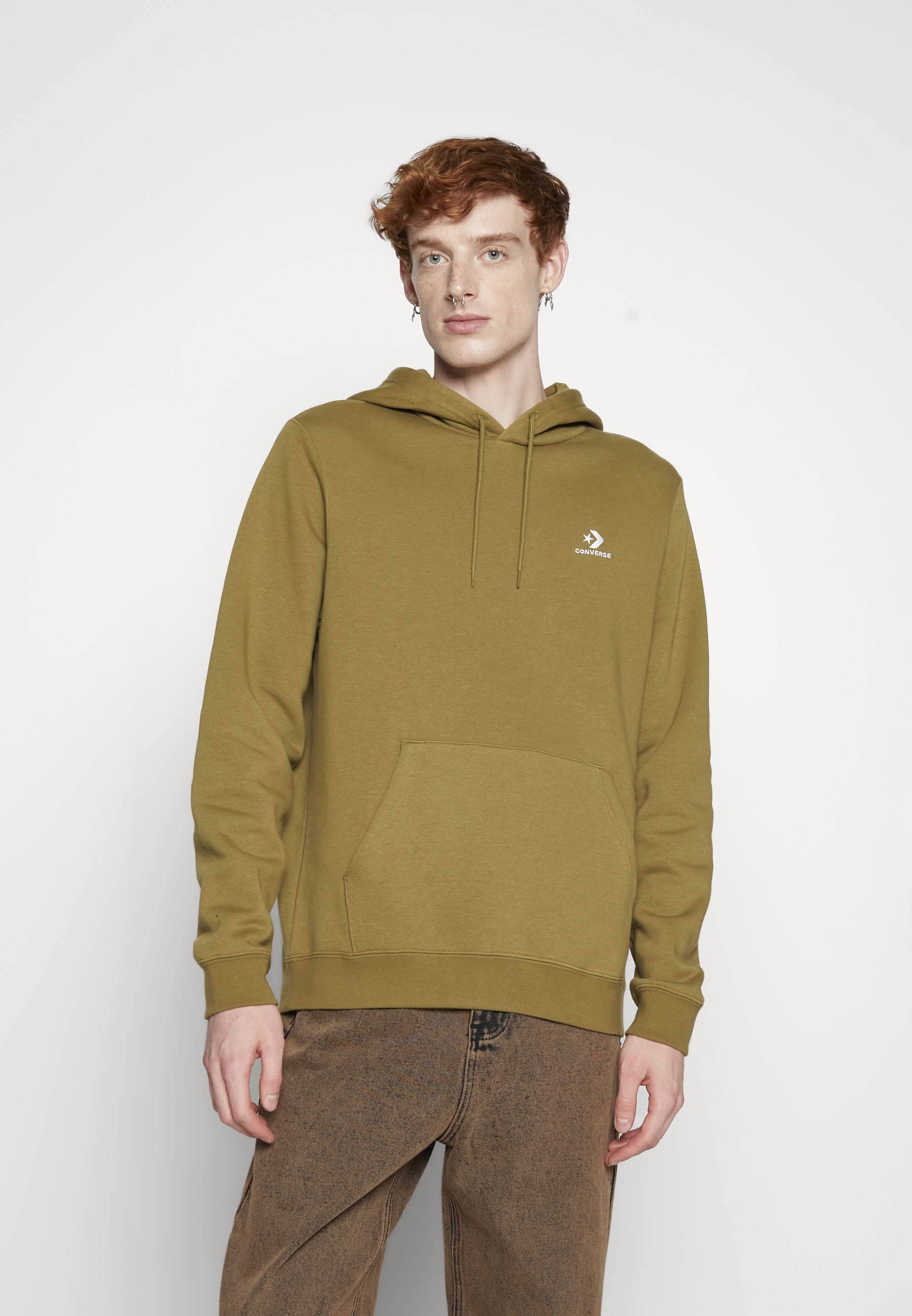 Converse STANDARD FIT LEFT CHEST STAR HOODIE UNISEX - Sweatshirt - cosmic turtle/olive