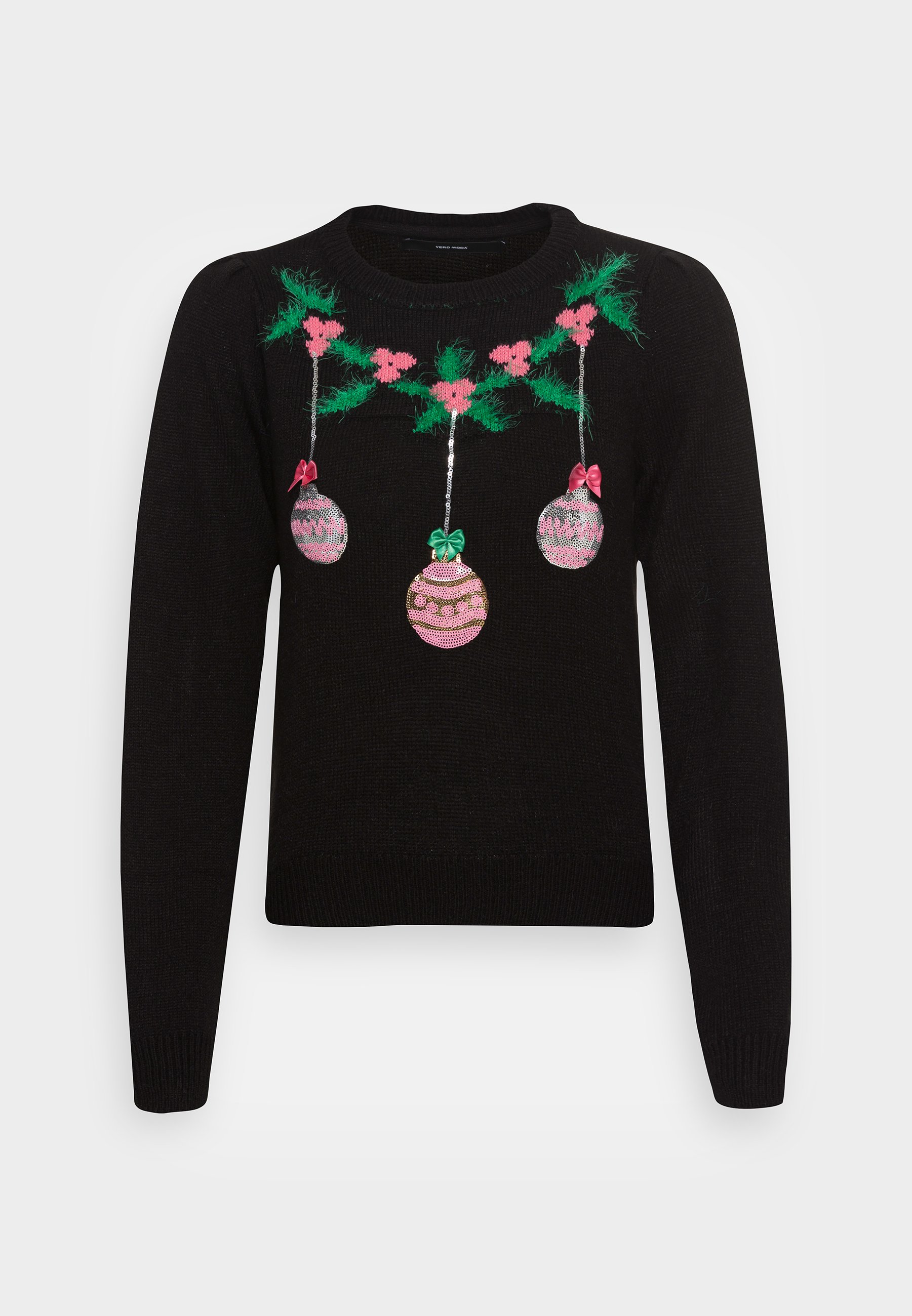 Vero Moda VMCHRISTMAS BALL O NECK BLOUSE XMAS - Jumper - black/jelly bean/chinese/black