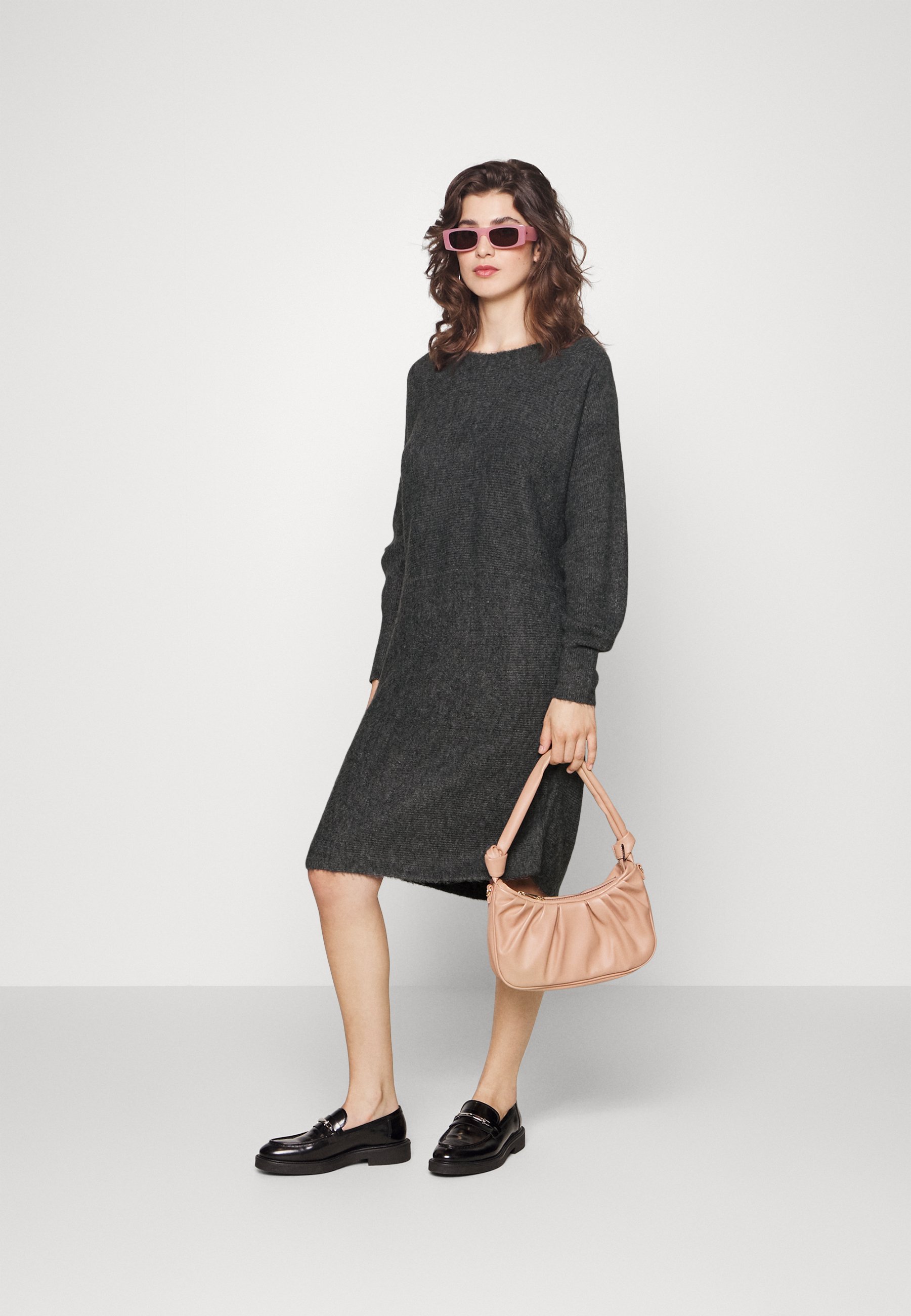 Vero Moda VMRUBELLEFILE BOAT SHORT DRESS LOW - Jumper dress - medium grey/grey denim