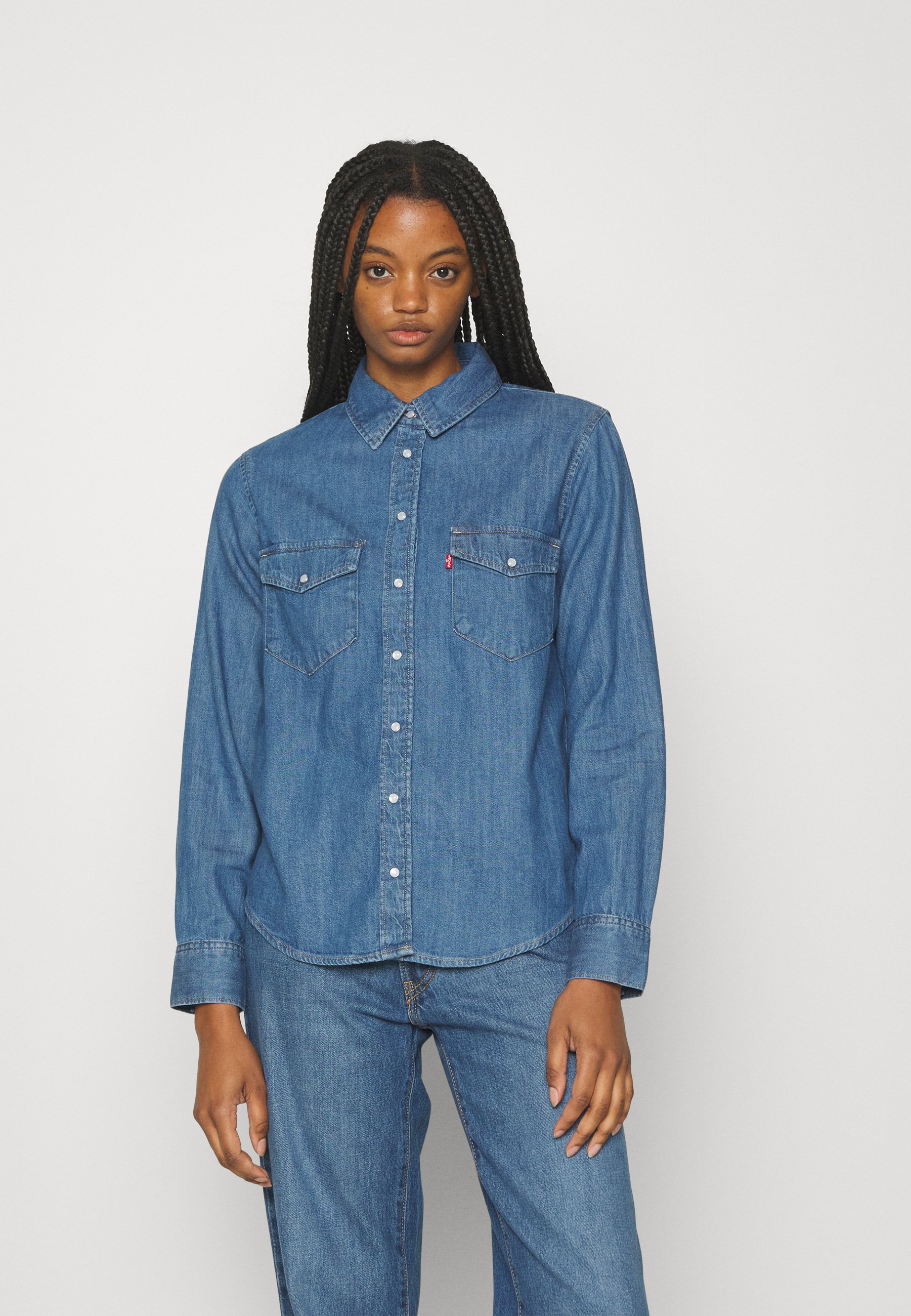 Levi's® ICONIC WESTERN - Button-down blouse - blue denim/blue/blue denim