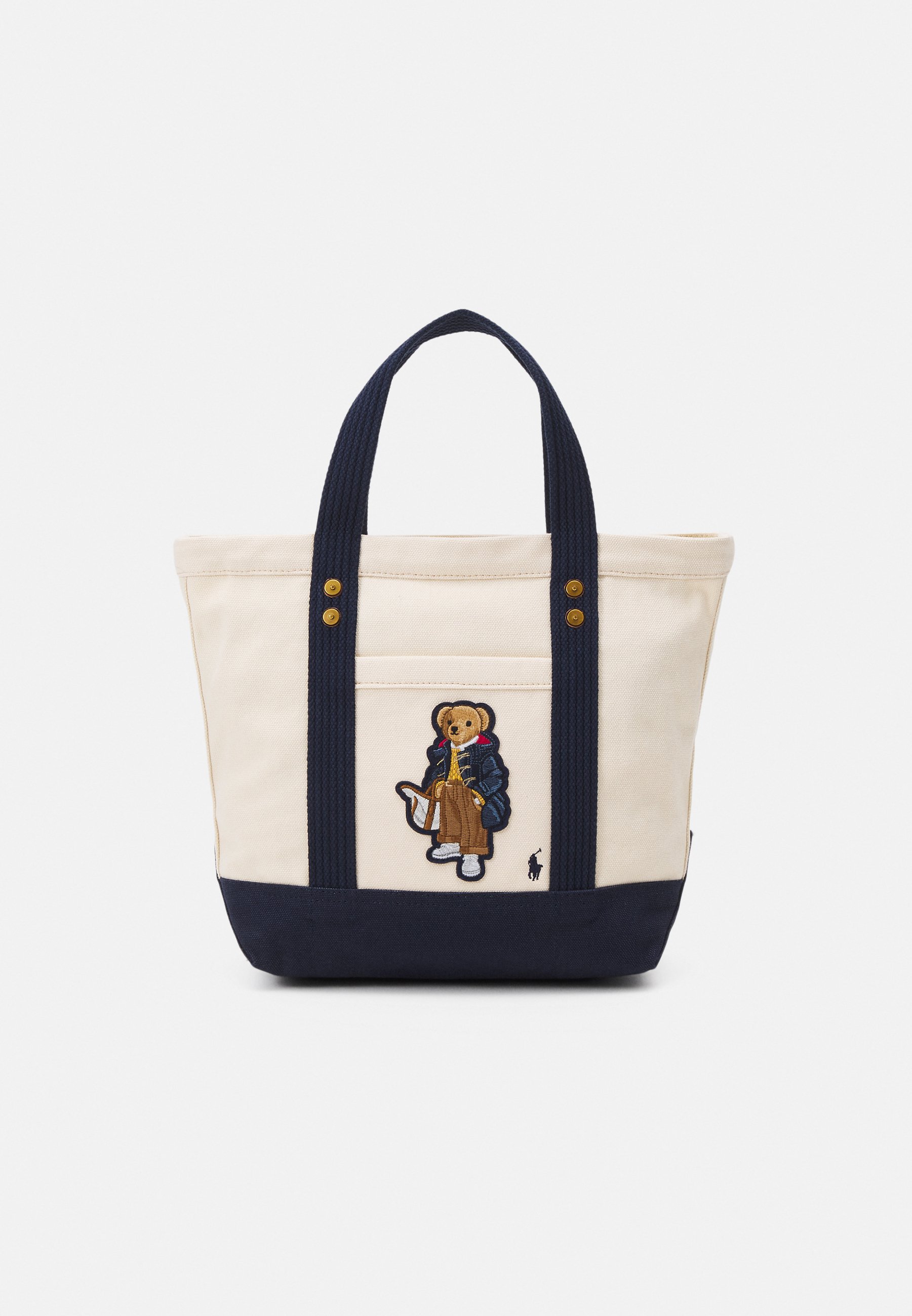 Polo Ralph Lauren TOTE MEDIUM - Tote bag - ecru/navy/beige