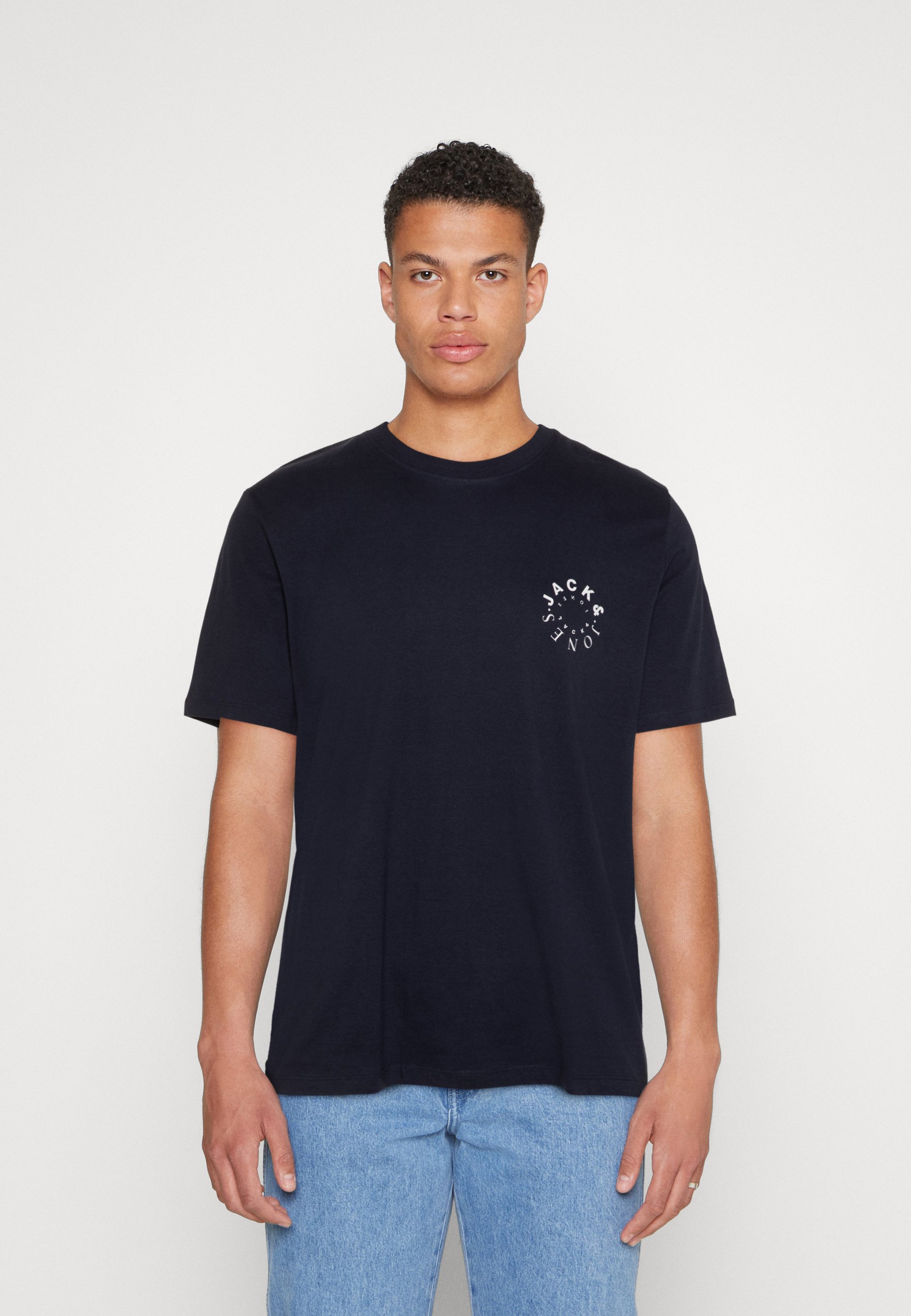 Jack &Jones JJWARRIOR TEE CREW NECK 3 PACK - Print T-shirt - navy blazer/white/mountainview/dark blue