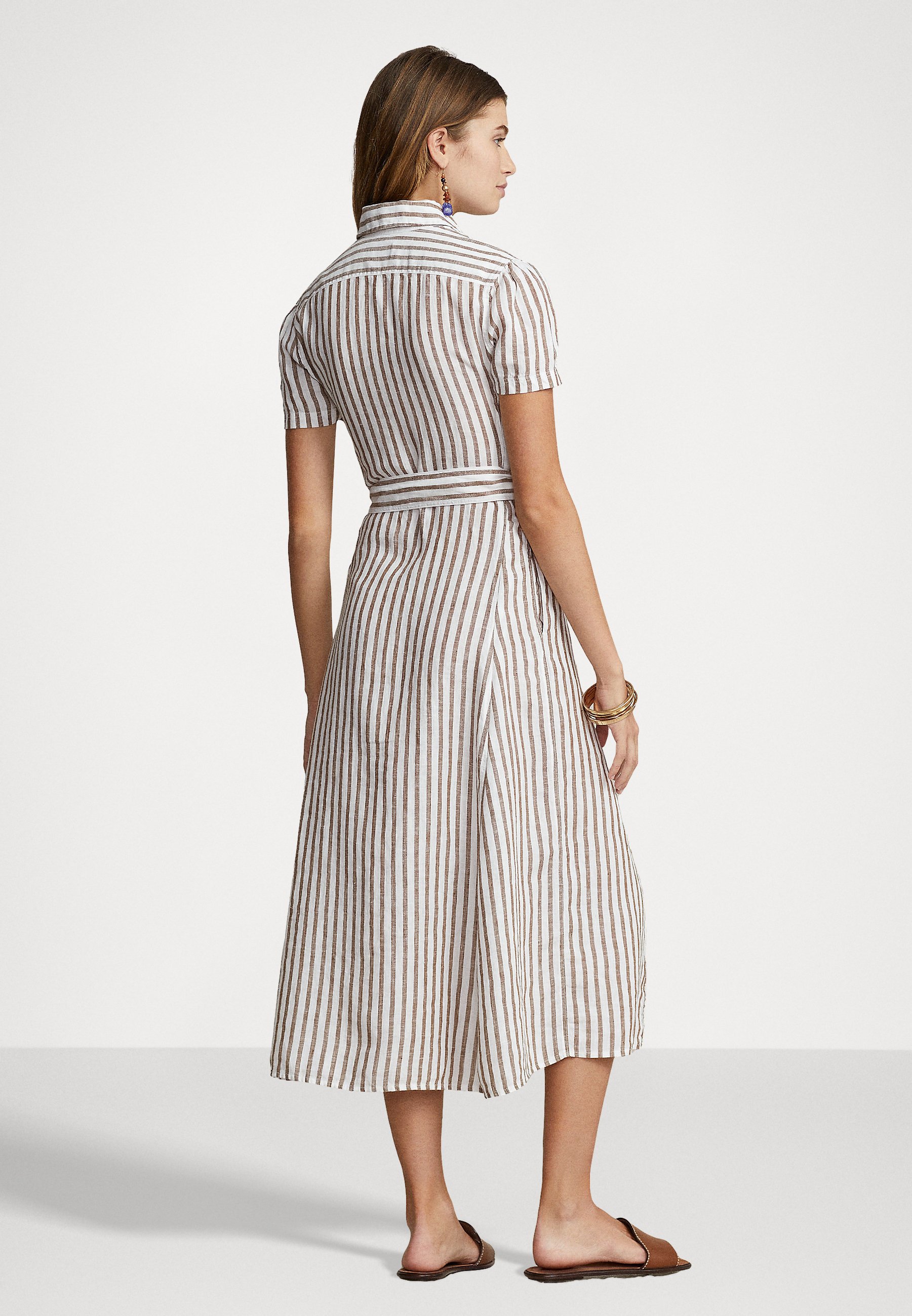 Polo Ralph Lauren DAY DRESS - Shirt dress - hunter brown/white/brown
