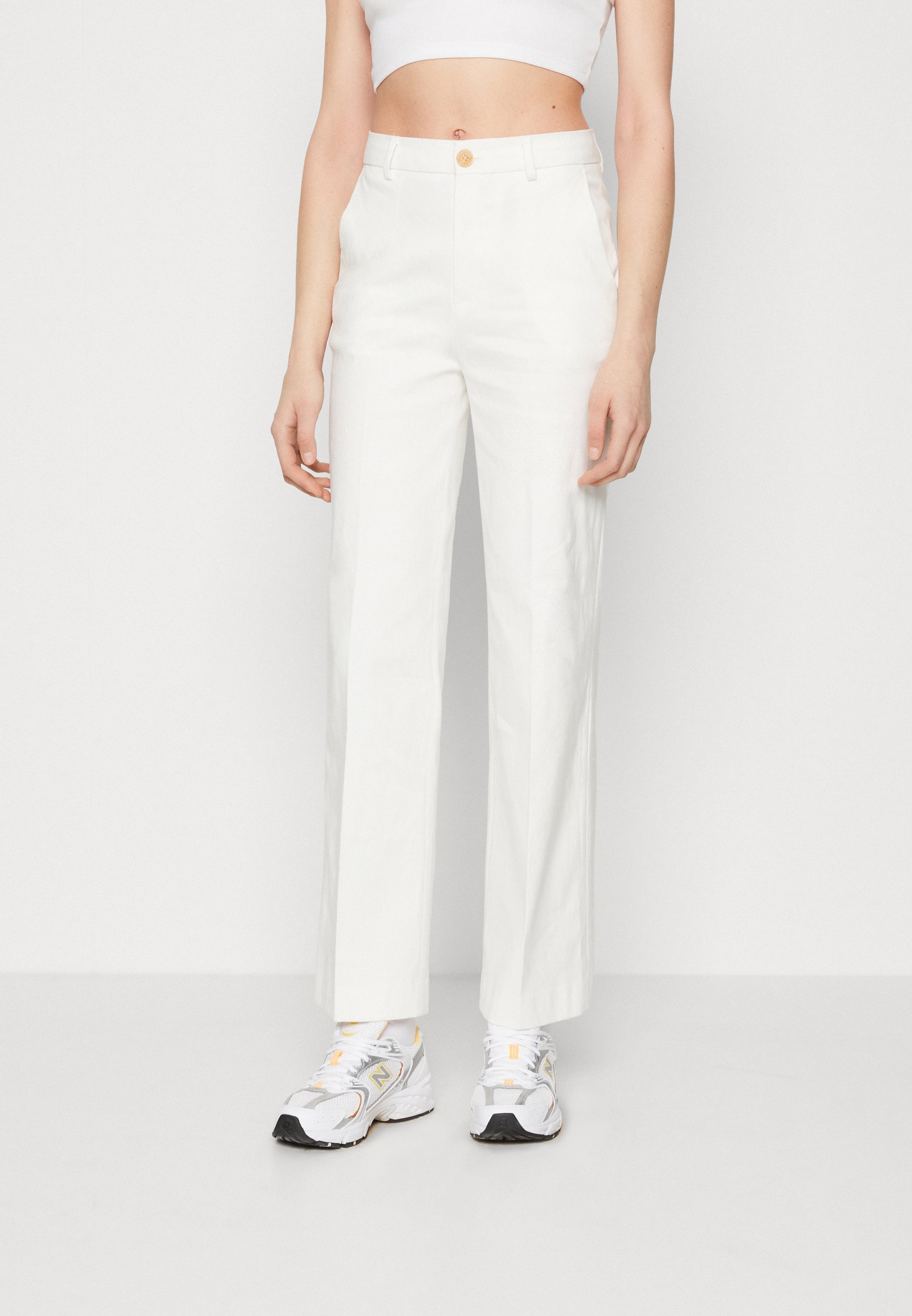 Scotch & Soda EDIE HIGH RISE WIDE LEG SUMMER TROUSERS - Trousers - off white/off-white